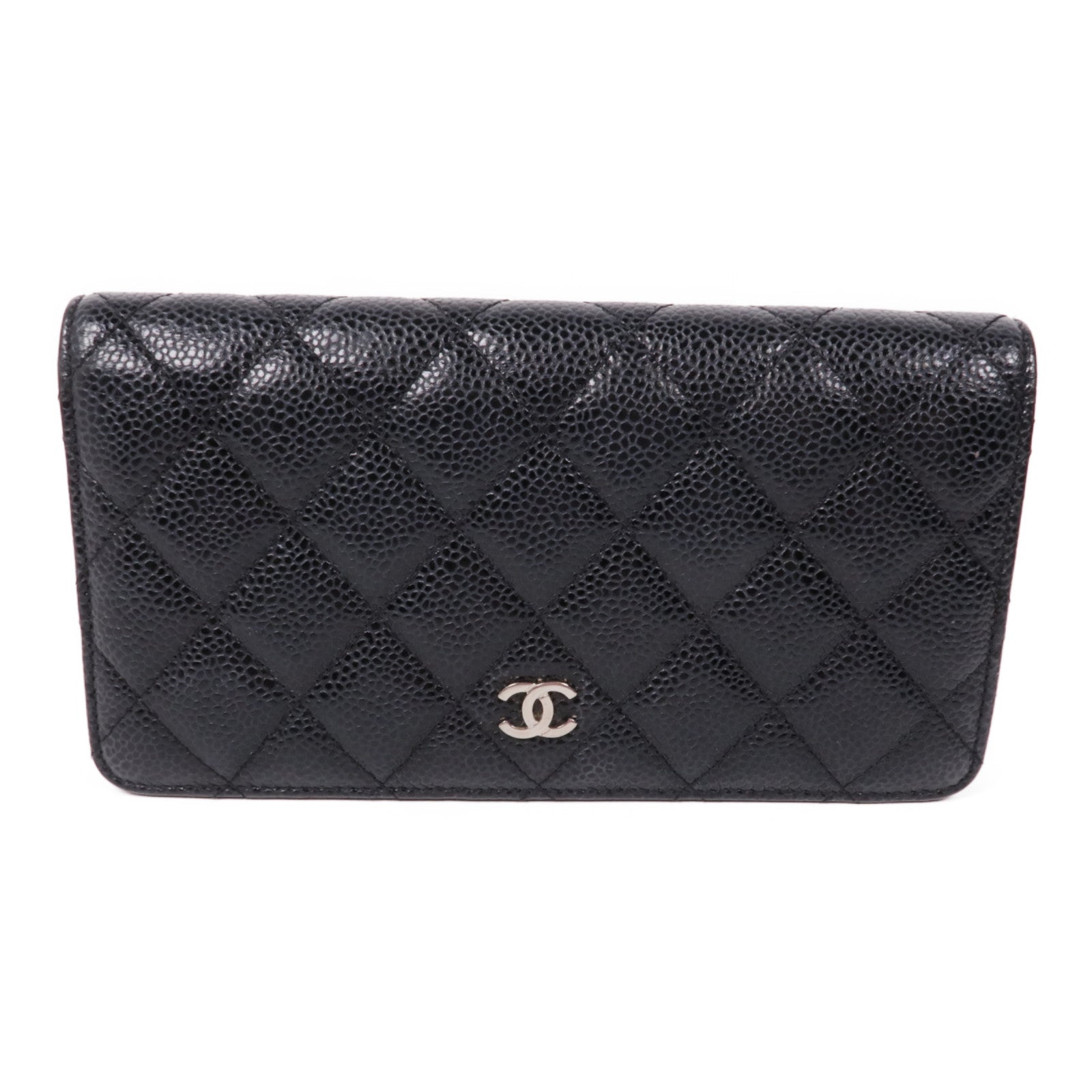CHANEL 牛皮皮革Long Wallet銀扣長錢包