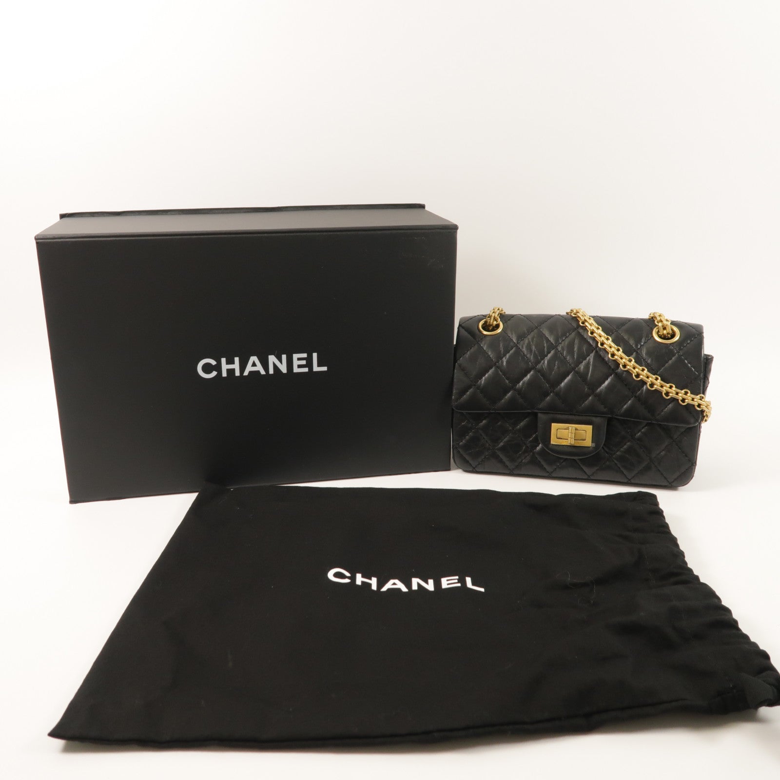 CHANEL 【激減優惠】牛皮皮革2.55 Mini金扣鏈帶肩背袋