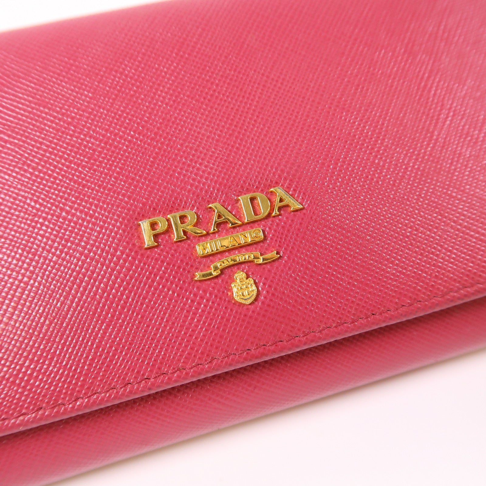 PRADA GHW Long Wallet Calfskin Leather Red