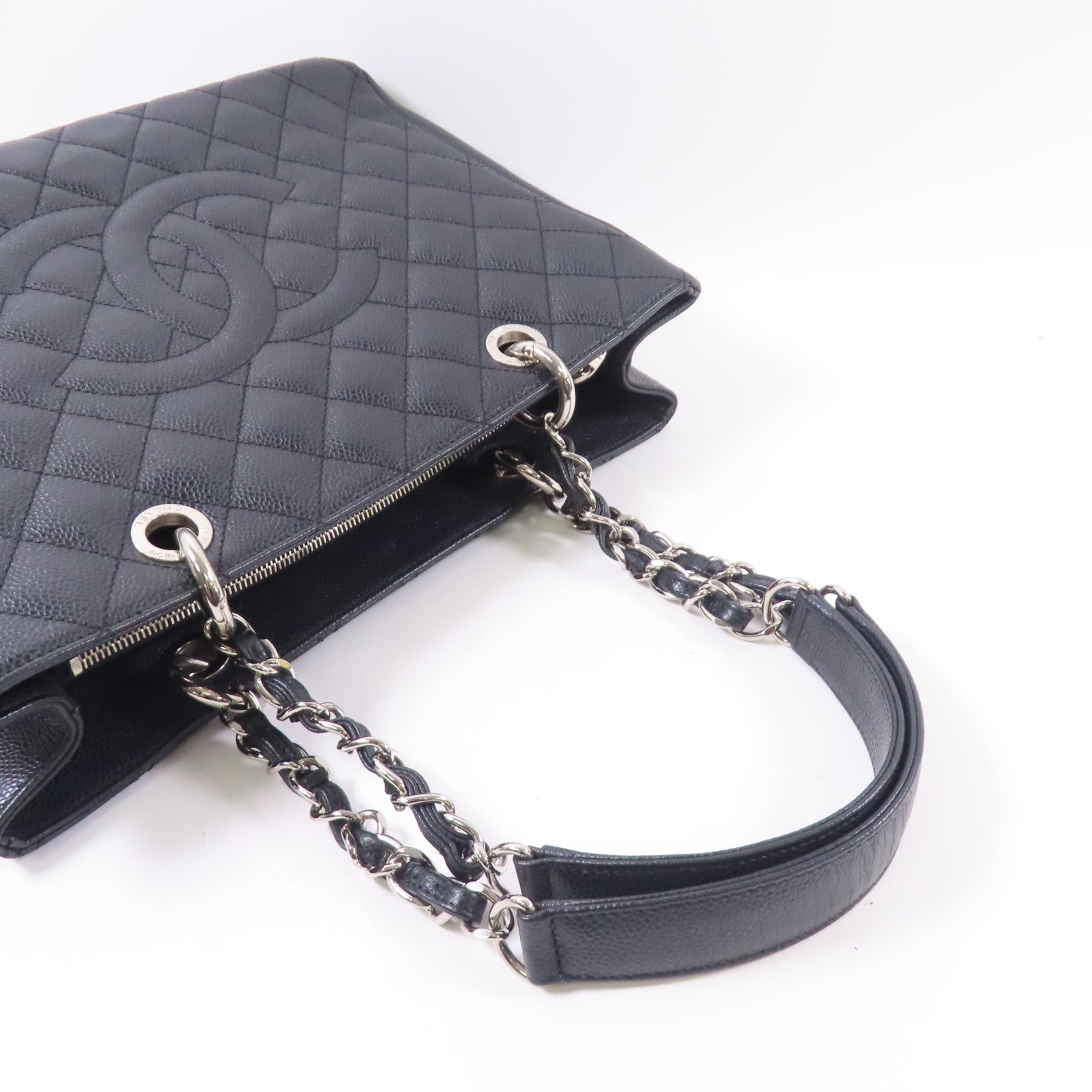 CHANEL 牛皮皮革Grand Shopping Tote銀扣肩背袋/手挽袋