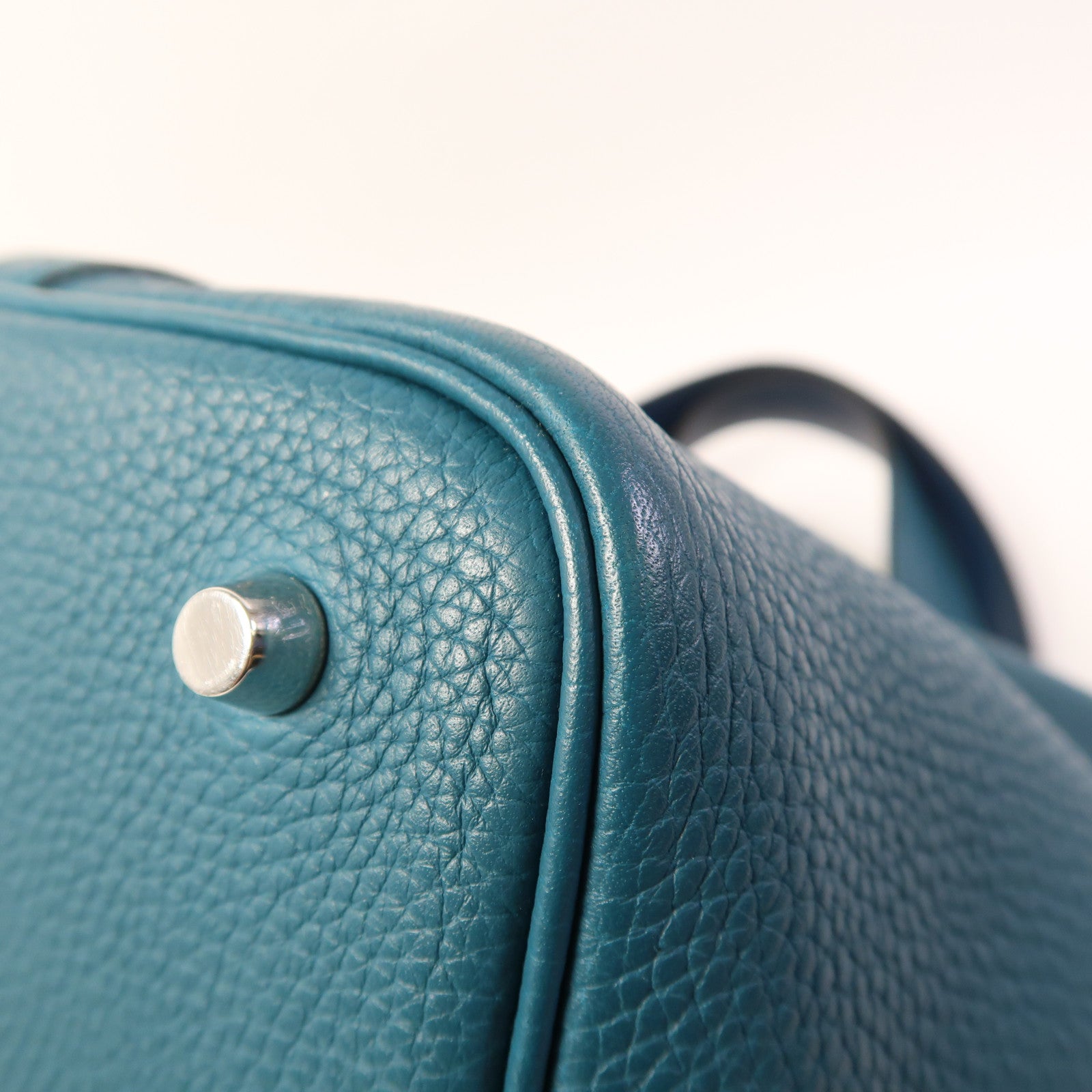 HERMES 皮革Picotin MM銀扣手挽袋Vert Bosphore