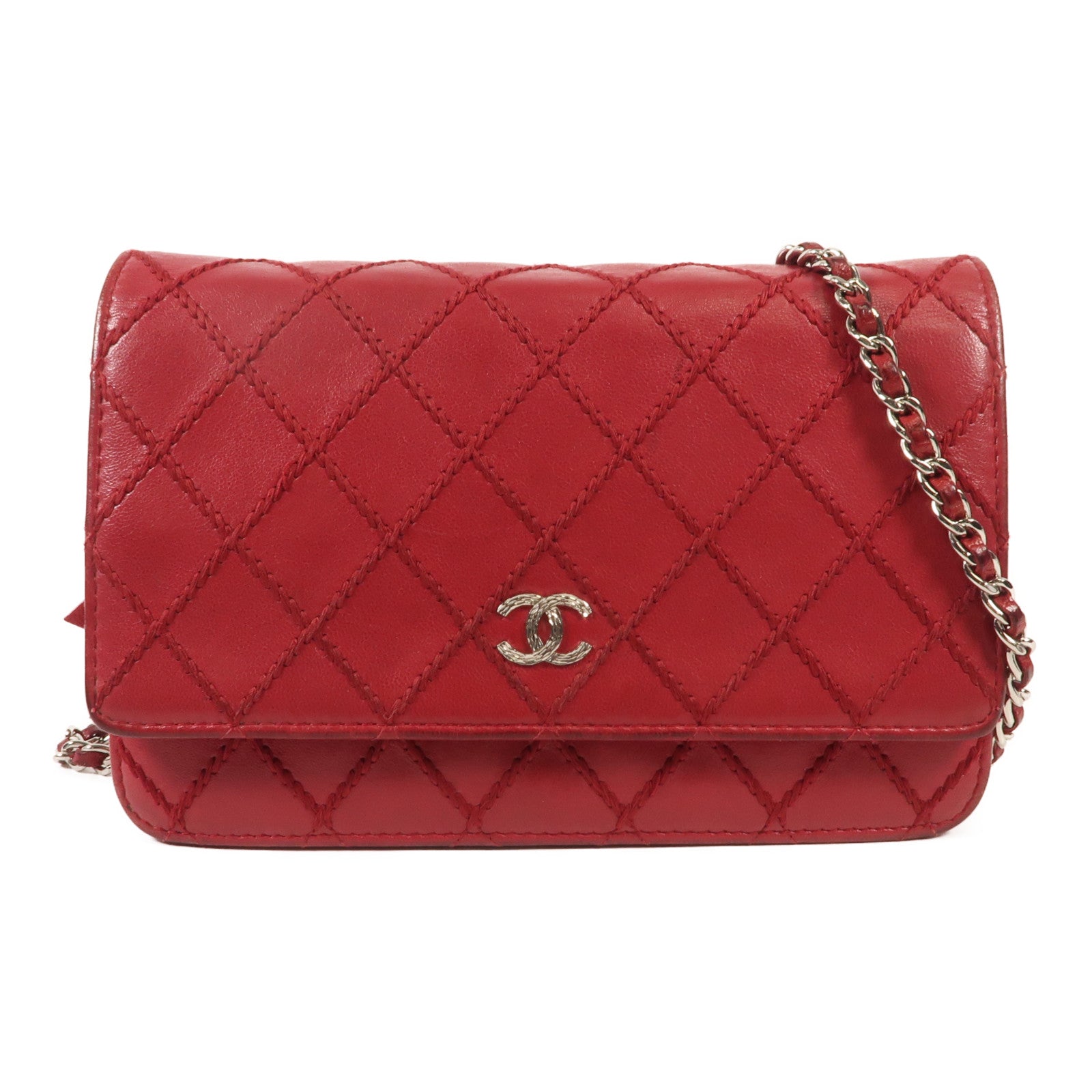 CHANEL 【激減優惠】羊皮皮革WOC Wallet On Chain銀扣鏈帶肩背袋