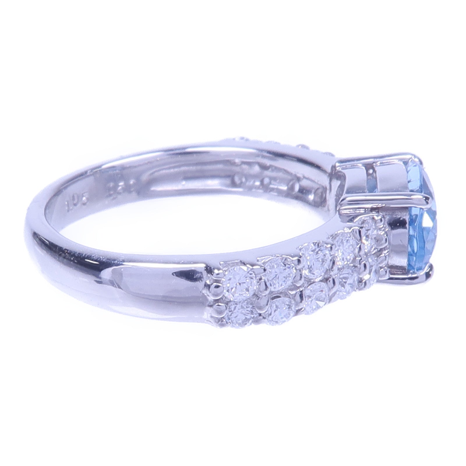 JEWELRY 【激減優惠】PT900鉑金Aquamarine Diamond Ring藍晶/鑽石戒指US#5.25