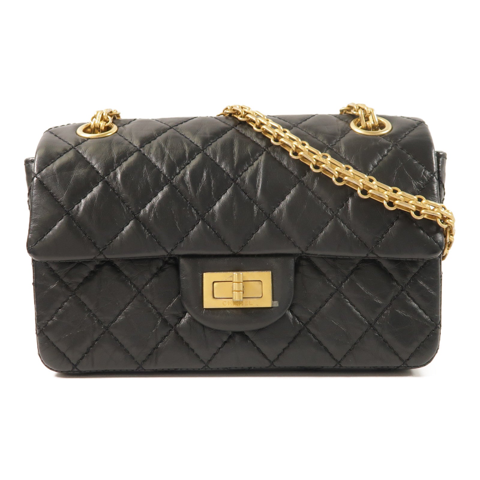 CHANEL 【激減優惠】牛皮皮革2.55 Mini金扣鏈帶肩背袋