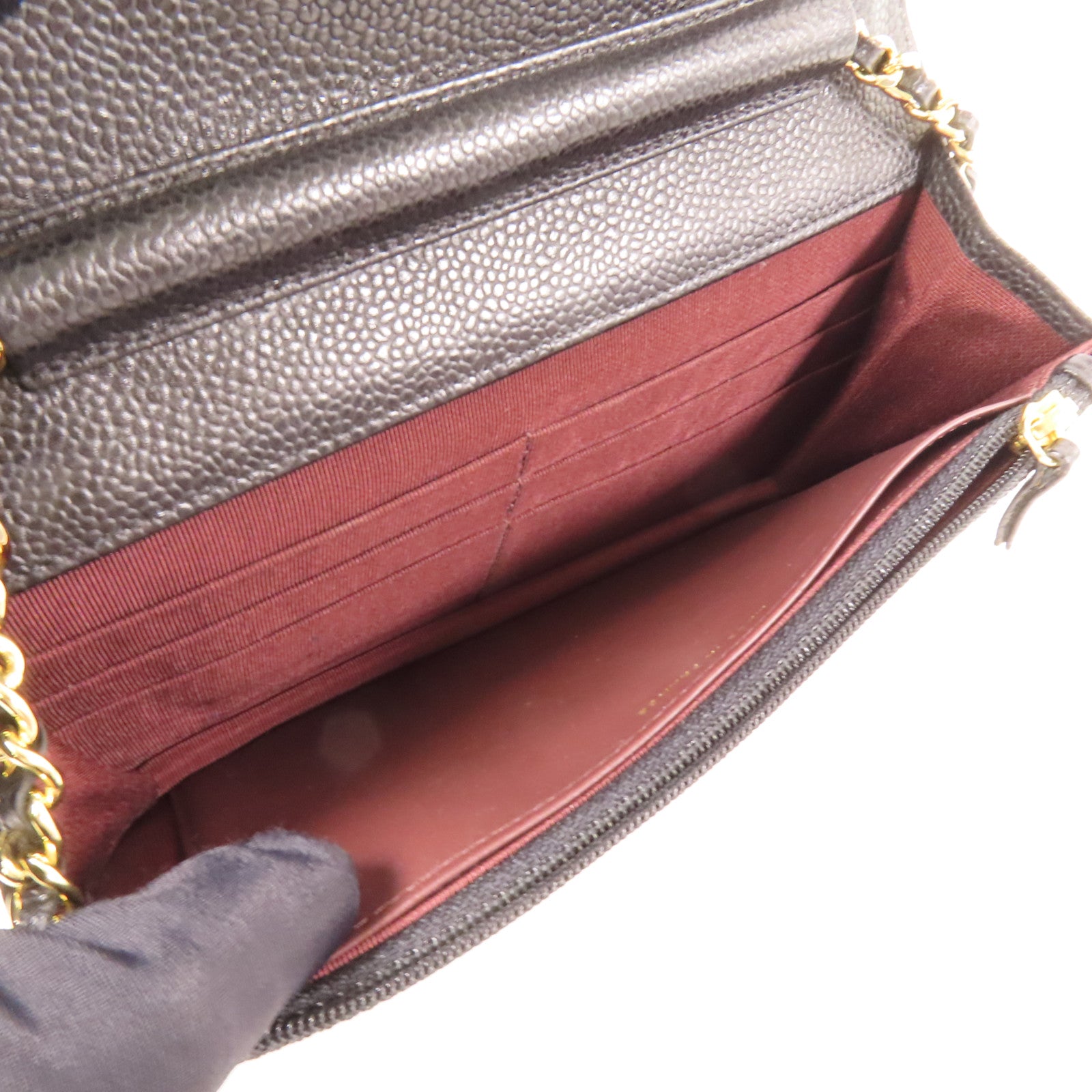 CHANEL 牛皮皮革WOC Wallet On Chain金扣鏈帶肩背袋