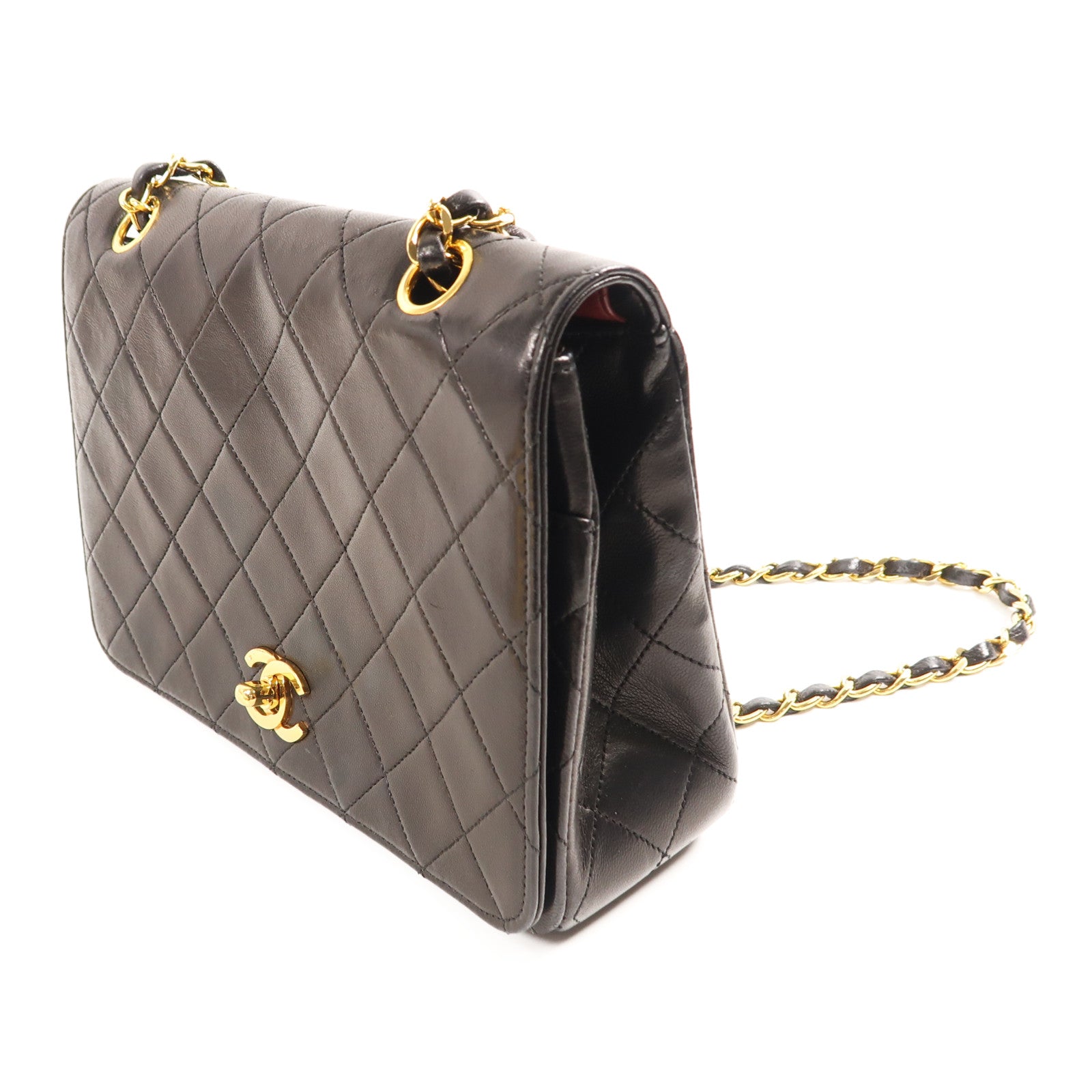 CHANEL 羊皮皮革Chain Shoulder Bag金扣鏈帶肩背袋
