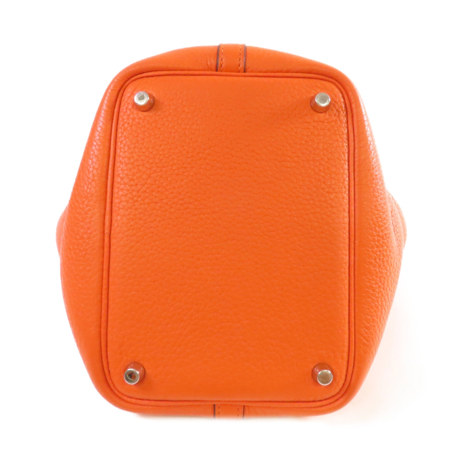 HERMES 【清倉大減價】Clemence皮革Picotin PM Tote Bag銀扣手挽袋橙色