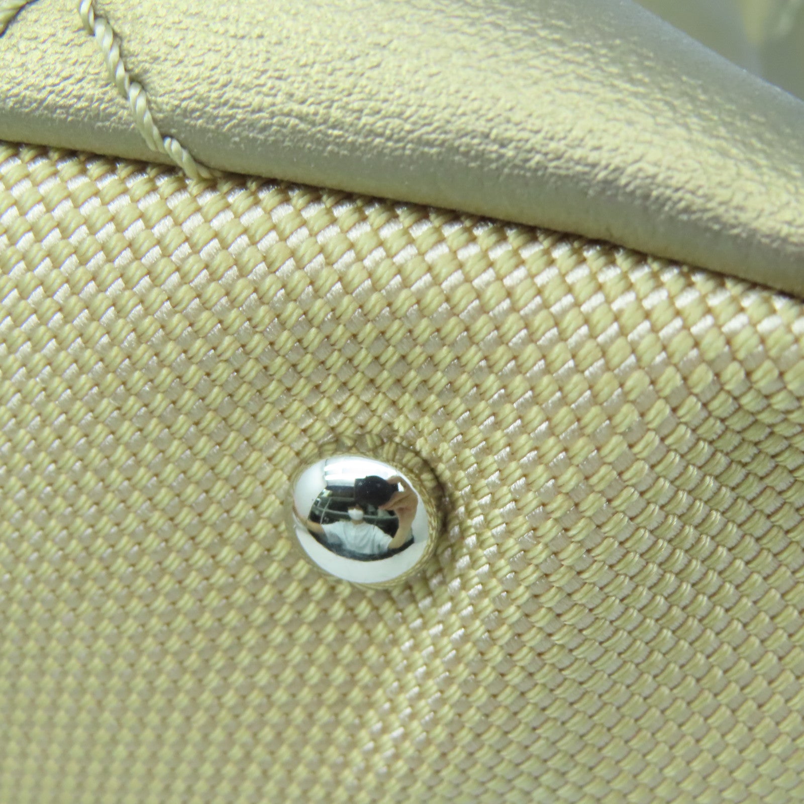 CHANEL Rhombus Canvas Handbag Silver Buckle Hand Bag Brown