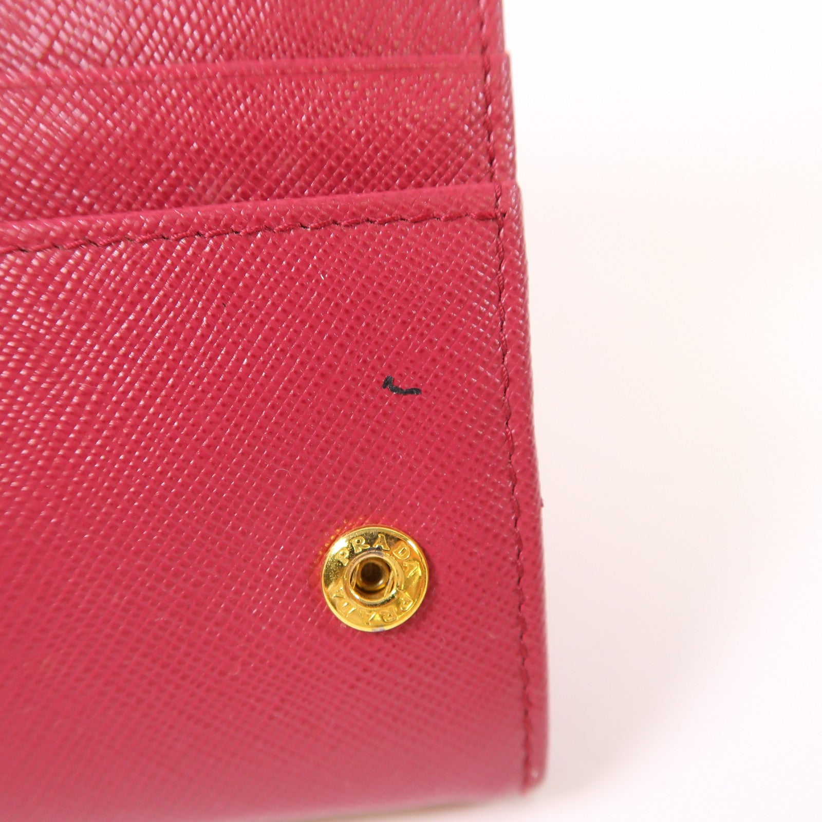 PRADA GHW Long Wallet Calfskin Leather Red