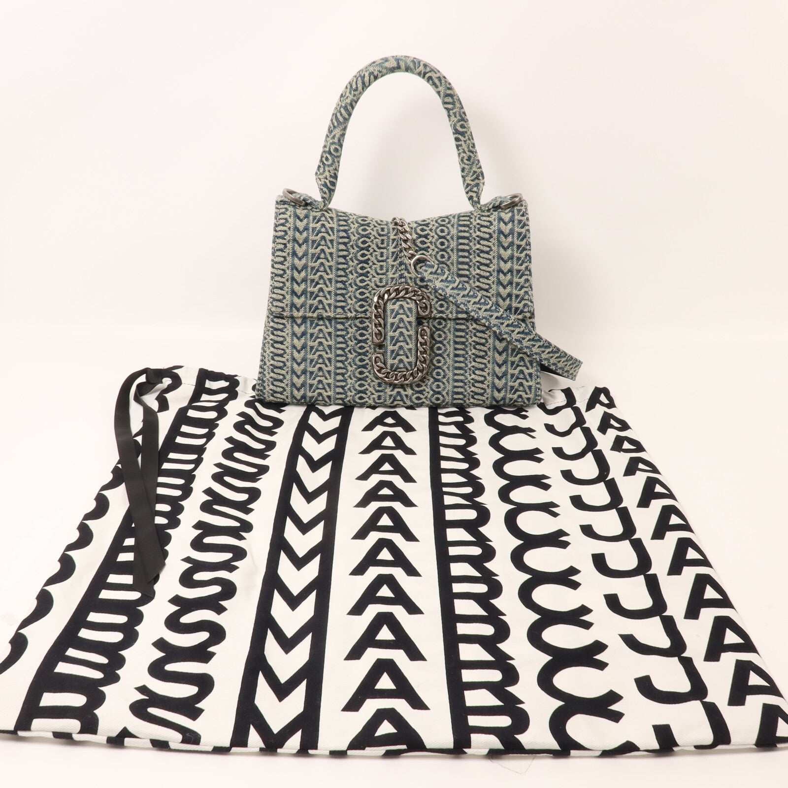 MARC JACOBS 牛仔布2 Way Shoulder鏈帶手挽肩背兩用袋