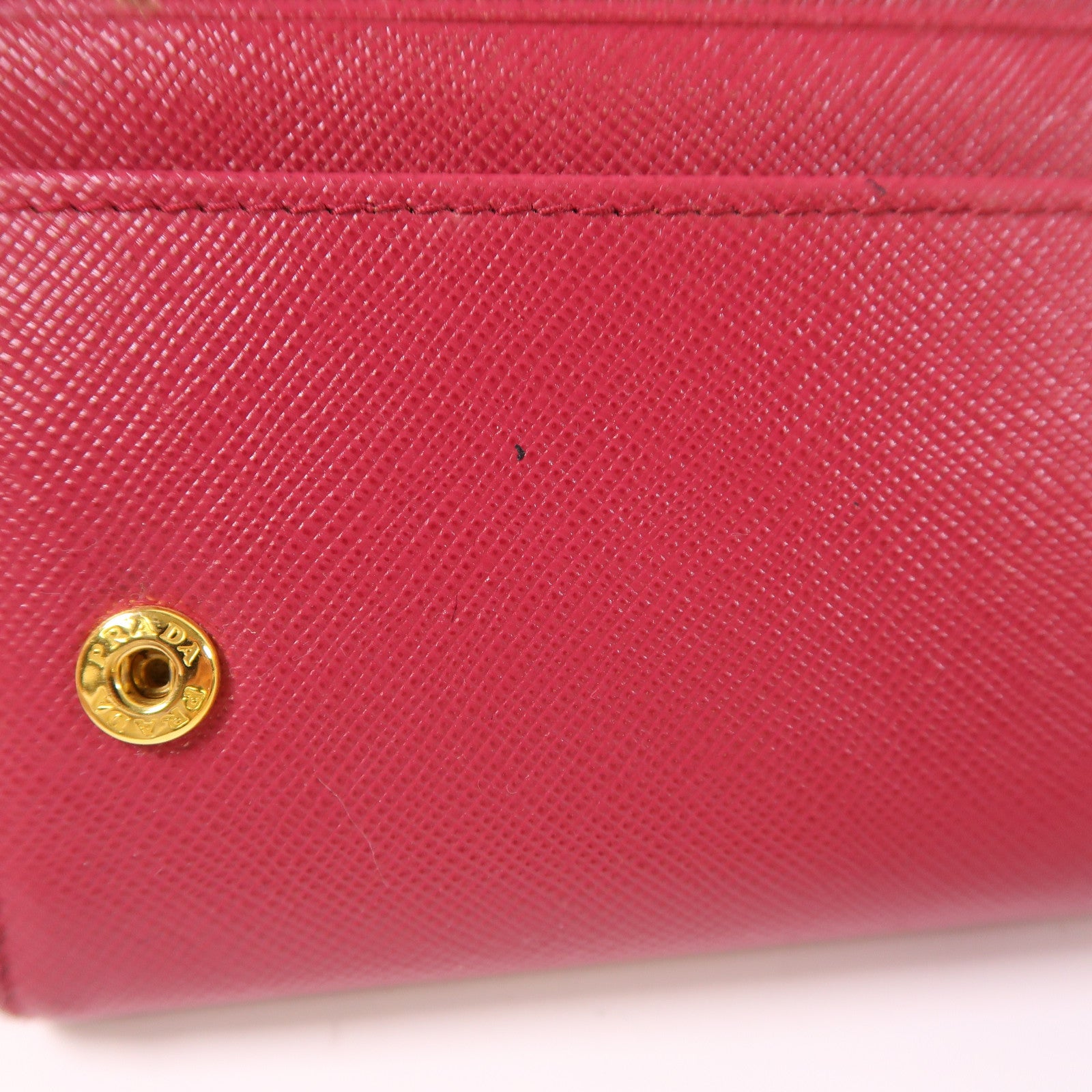 PRADA GHW Long Wallet Calfskin Leather Red