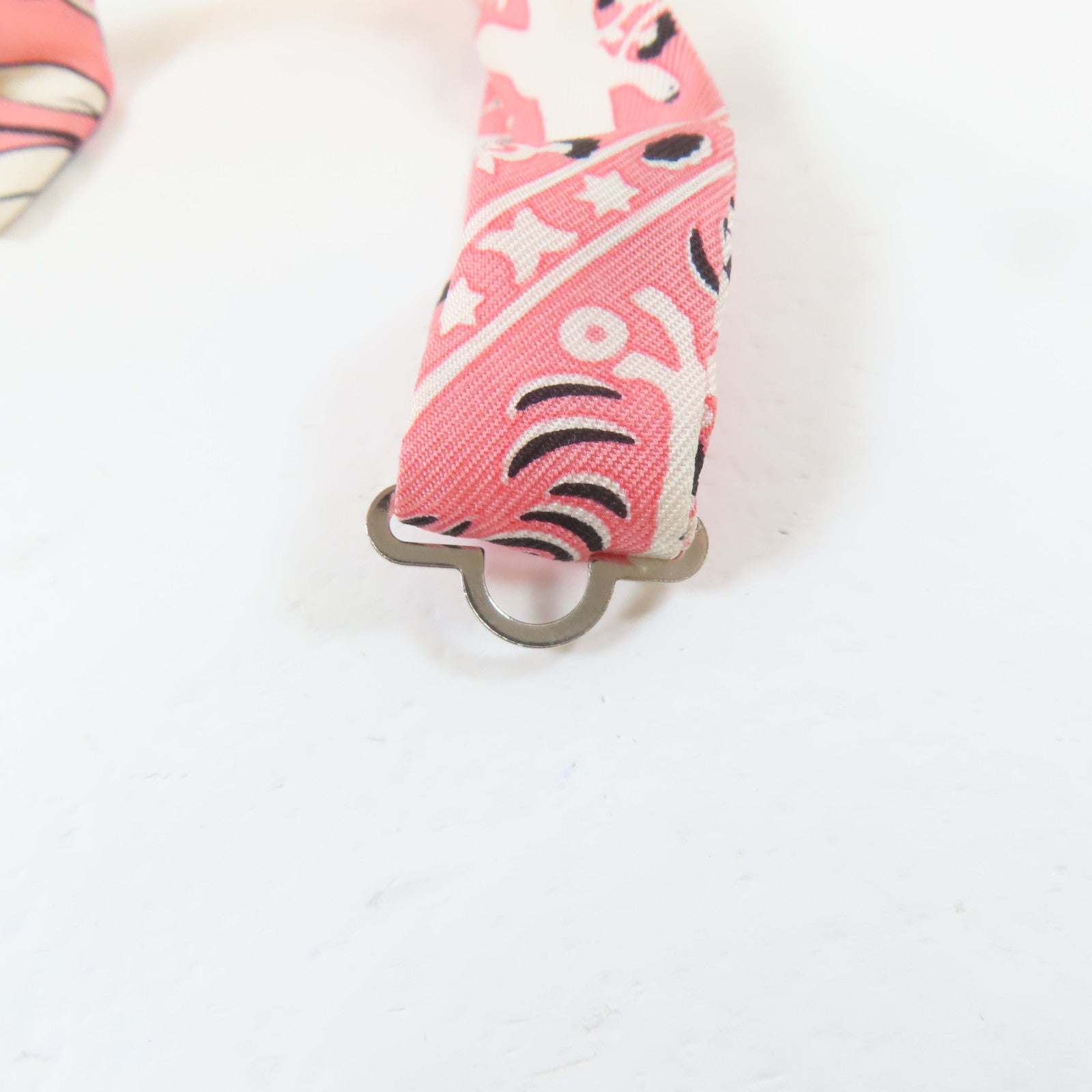 HERMES 絲質Mini Ribbon Bow領帶粉紅色