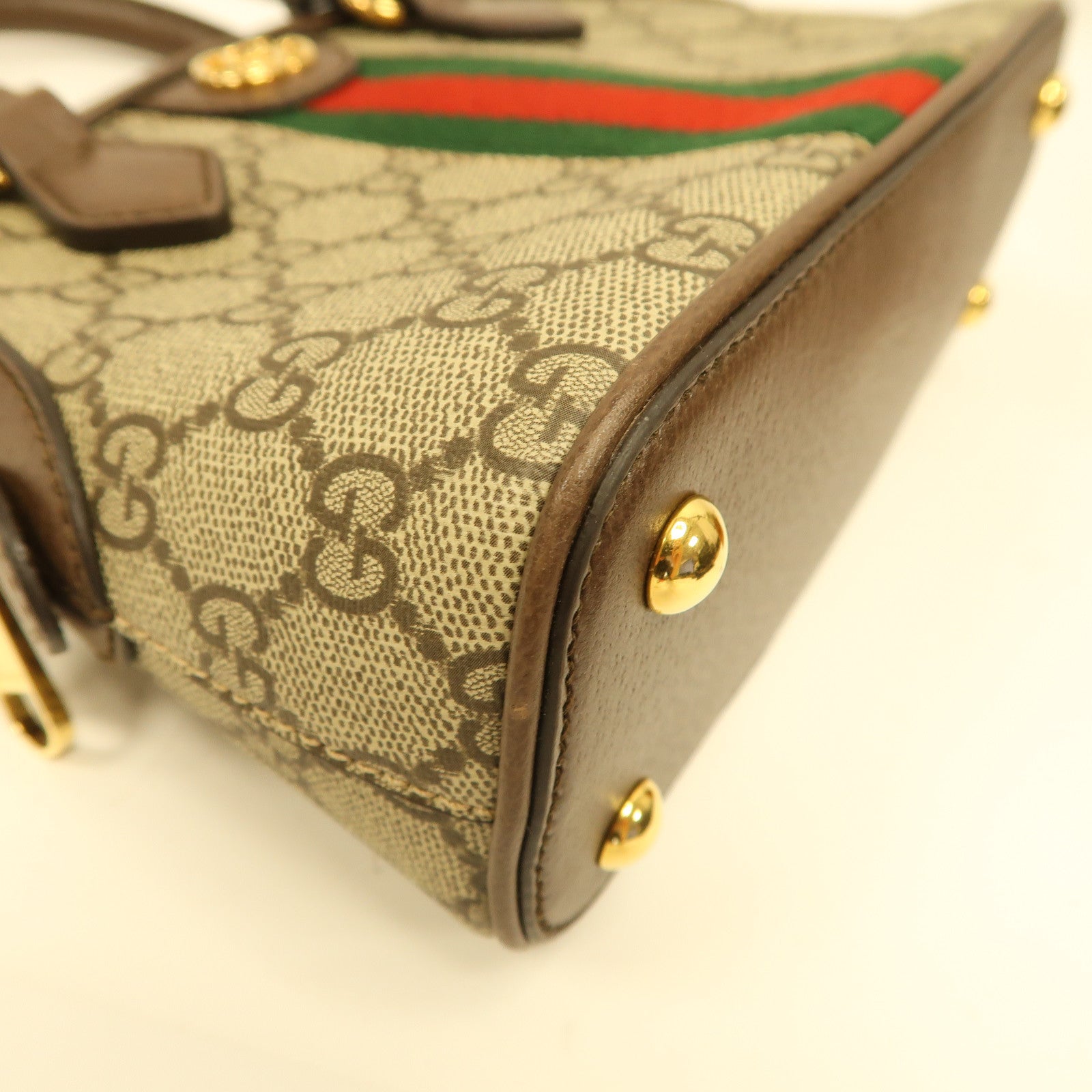 GUCCI 【激減優惠】塗層帆布Ophidia GG金扣手挽肩背兩用袋啡色