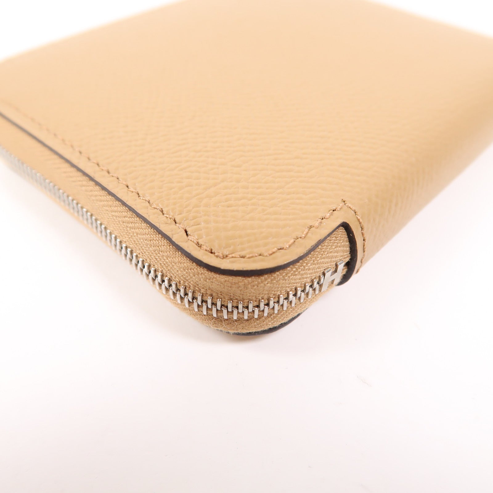 HERMES PHW Silk In Compact Wallet Epsom Leather Chai