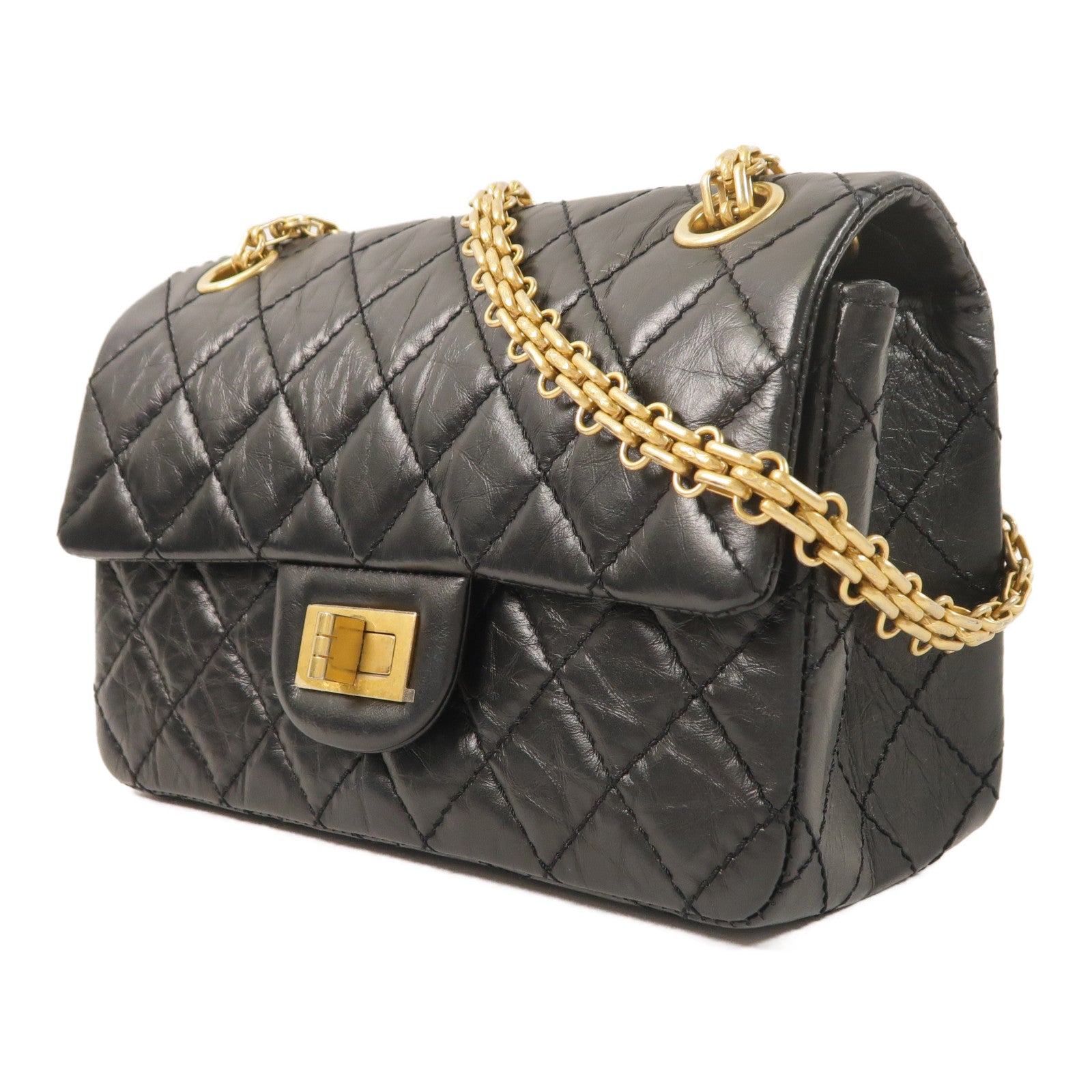 CHANEL 【激減優惠】牛皮皮革2.55 Mini金扣鏈帶肩背袋