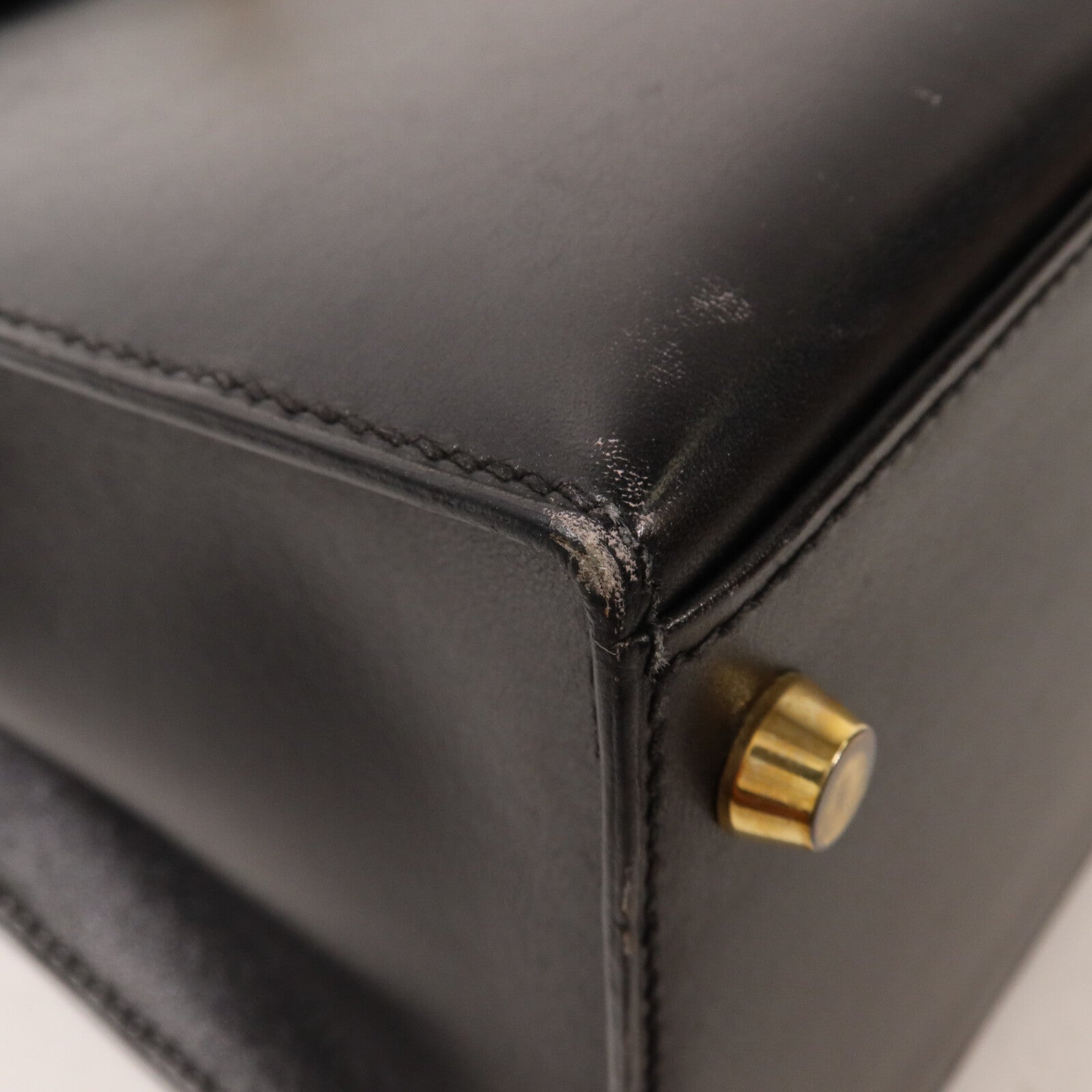 HERMES Box Calf皮革Kelly 28手挽肩背兩用袋Noir