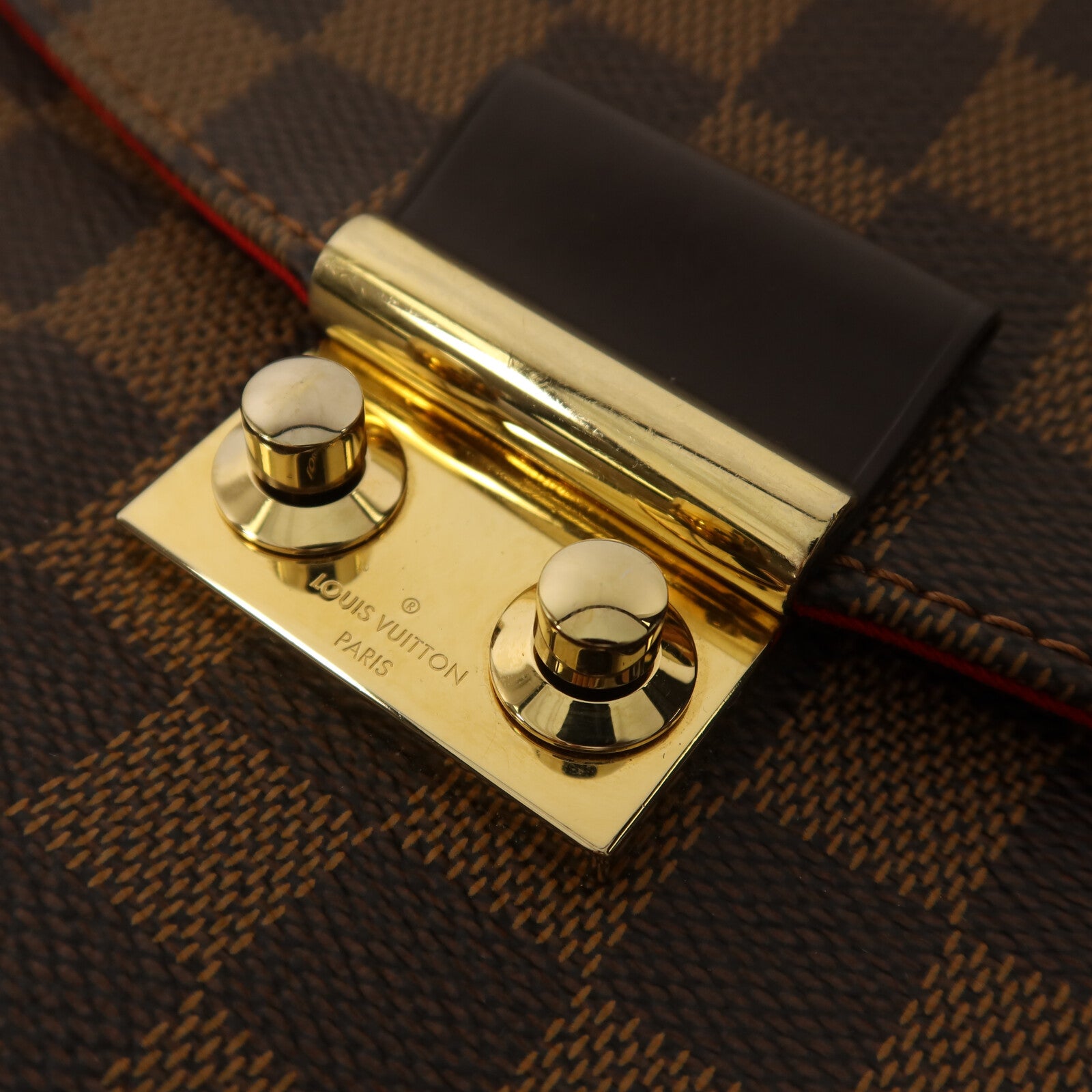 LOUIS VUITTON Damier Croisette金扣手挽肩背兩用袋