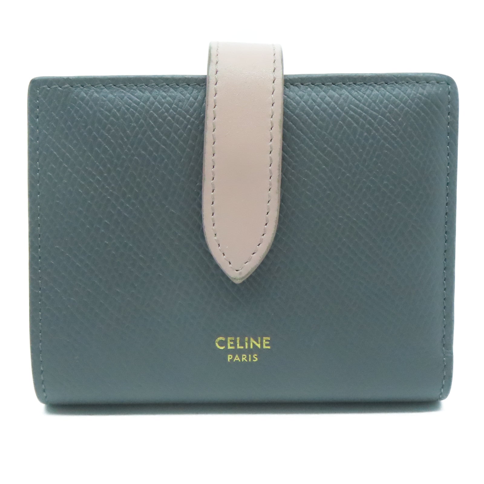 CELINE 【激減優惠】牛皮皮革Wallet金扣錢包灰色/粉紅色
