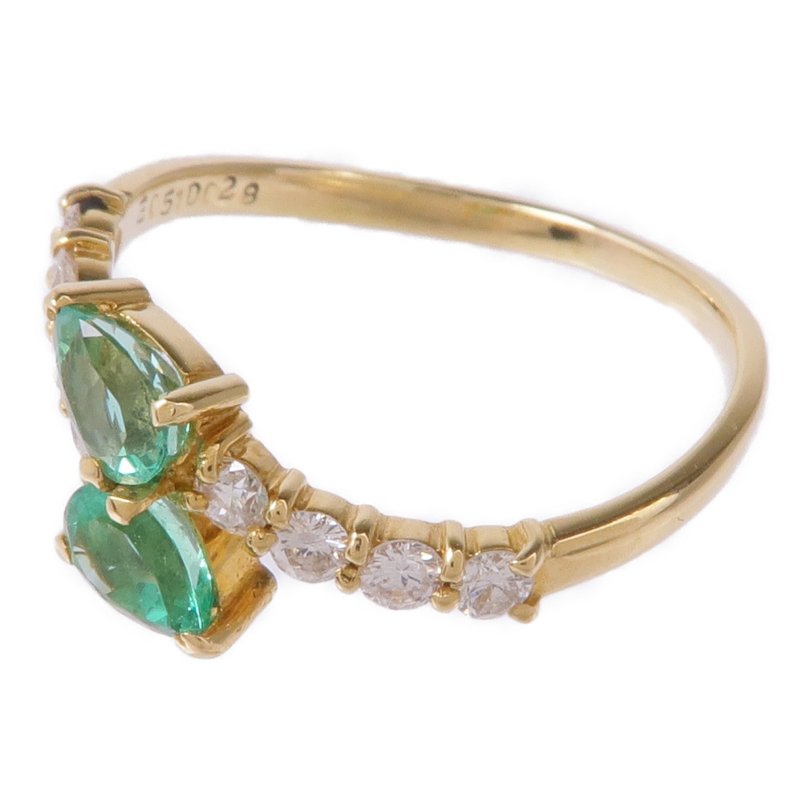 JEWELRY 【激減優惠】18K黃金Emerald/Diamond Ring綠寶石/鑽石戒指US#6.25