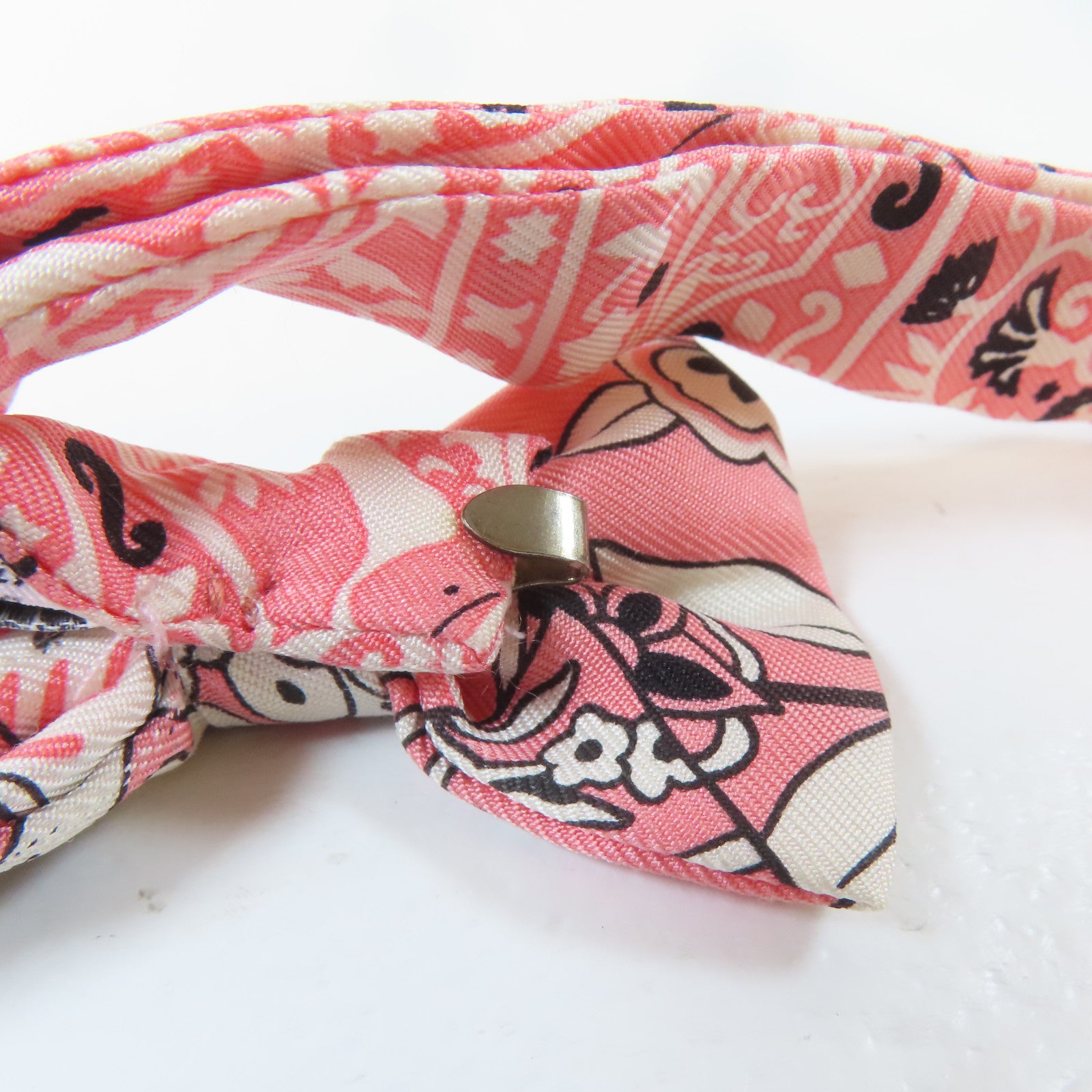 HERMES 絲質Mini Ribbon Bow領帶粉紅色