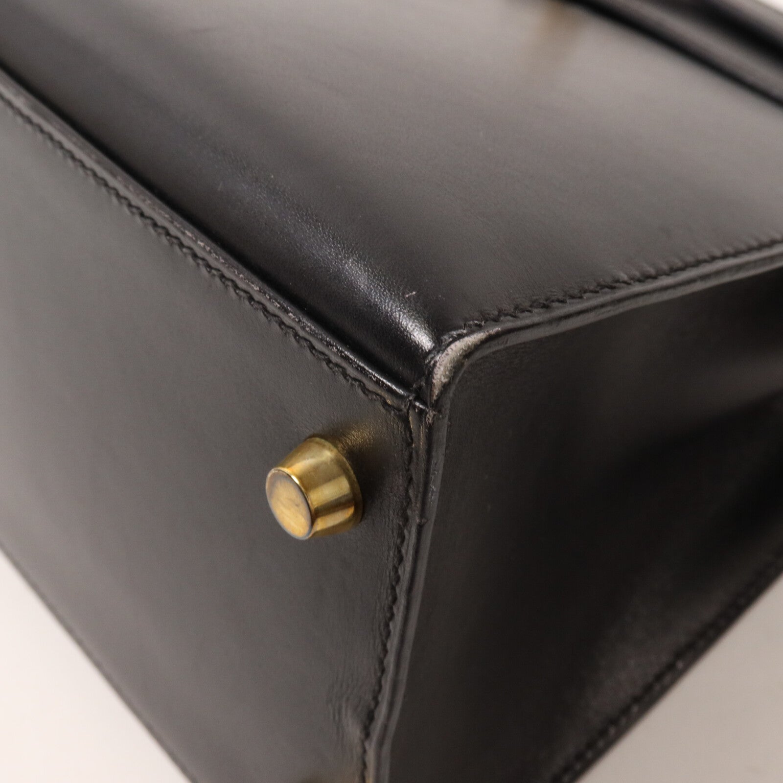 HERMES Box Calf皮革Kelly 28手挽肩背兩用袋Noir