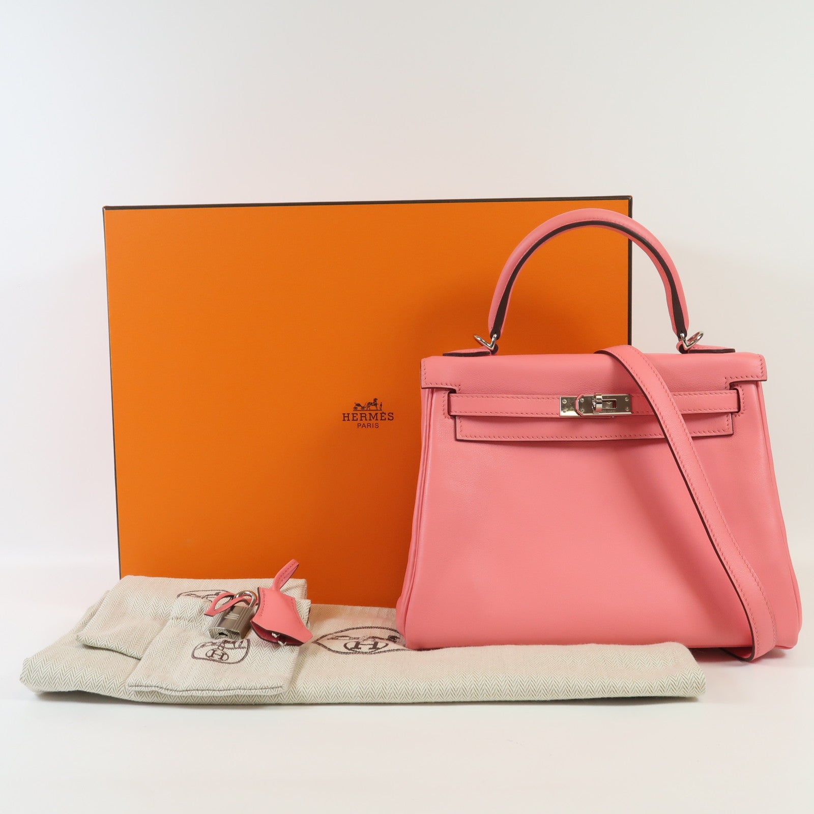 ✨スプリングセール⤵️✨エルメス✨新品・未使用　赤×濃紺　H柄✨ HERMES Swift皮革Kelly 25銀扣手挽肩背兩用袋Rose Ete – Brand