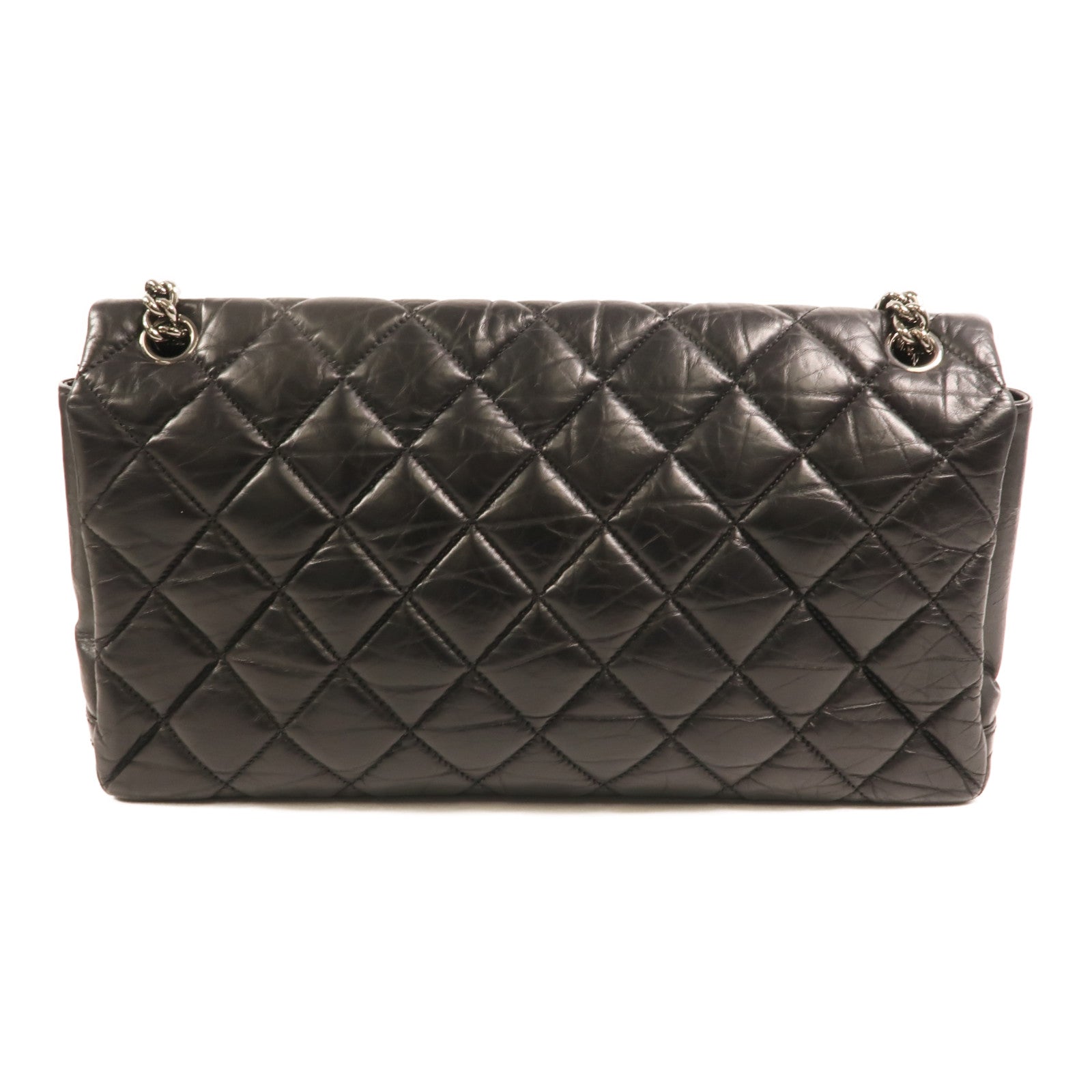 CHANEL 牛皮皮革Chain Shoulder銀扣鏈帶肩背袋