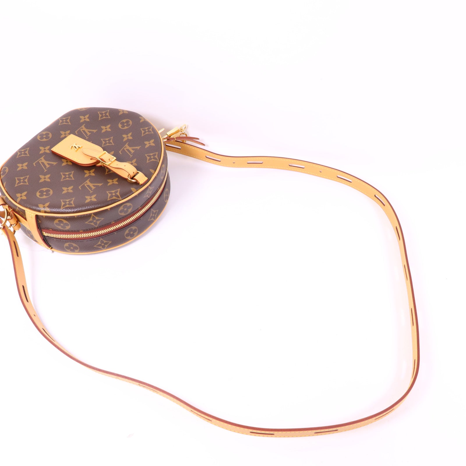 LOUIS VUITTON Monogram Boite Chapeau Souple金扣肩背袋棕色