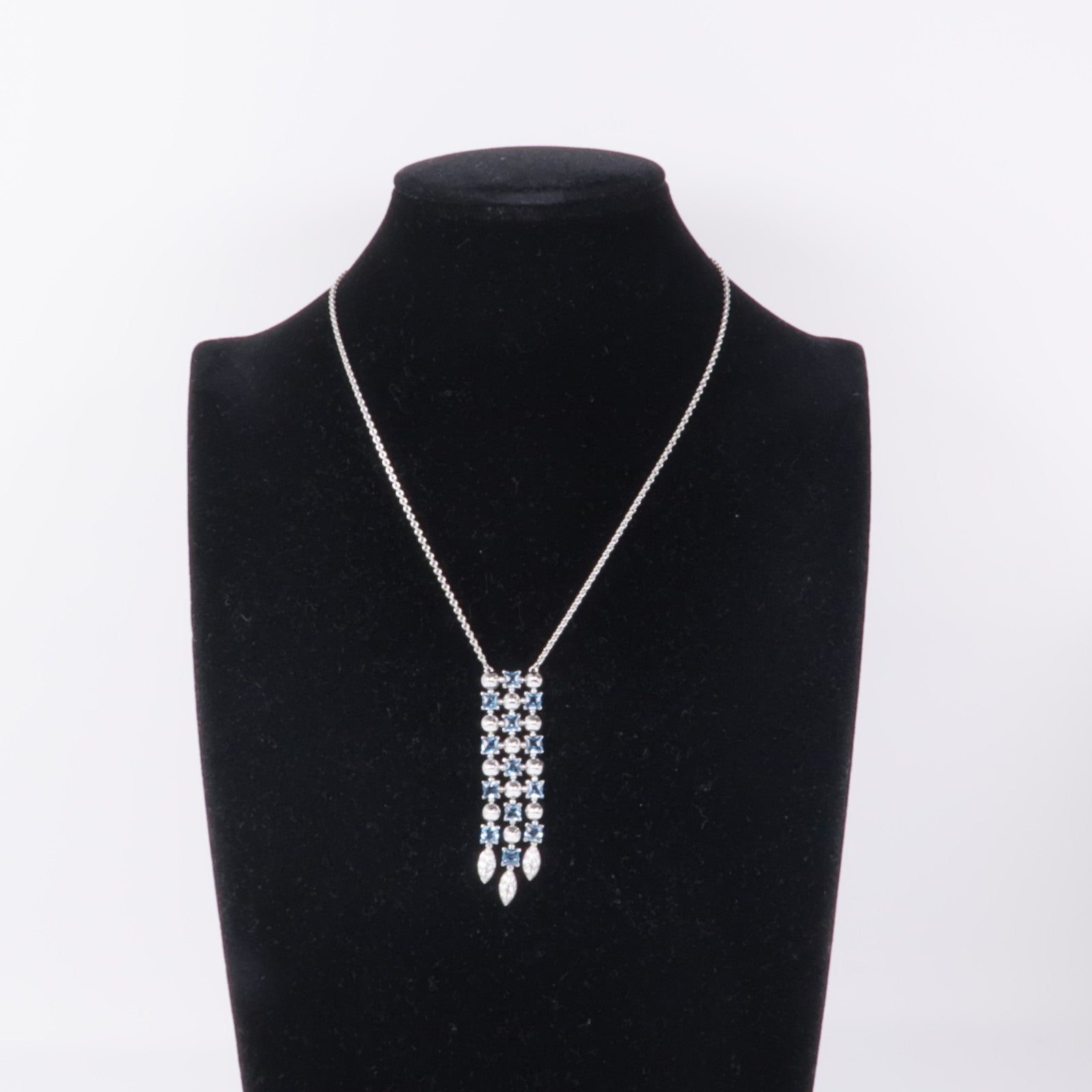 BVLGARI 18K白金Lucia Topaz Diamond Necklace藍色托帕石/鑽石項鍊