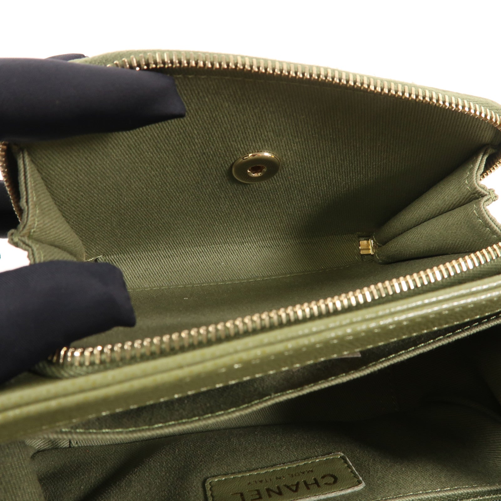CHANEL CC GHW Business Affinity Bag 2 Way Bag Calfskin Leather Khaki