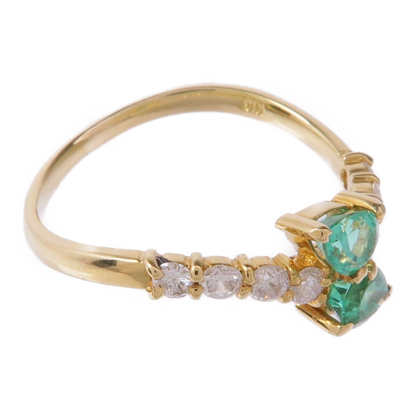 JEWELRY 【激減優惠】18K黃金Emerald/Diamond Ring綠寶石/鑽石戒指US#6.25