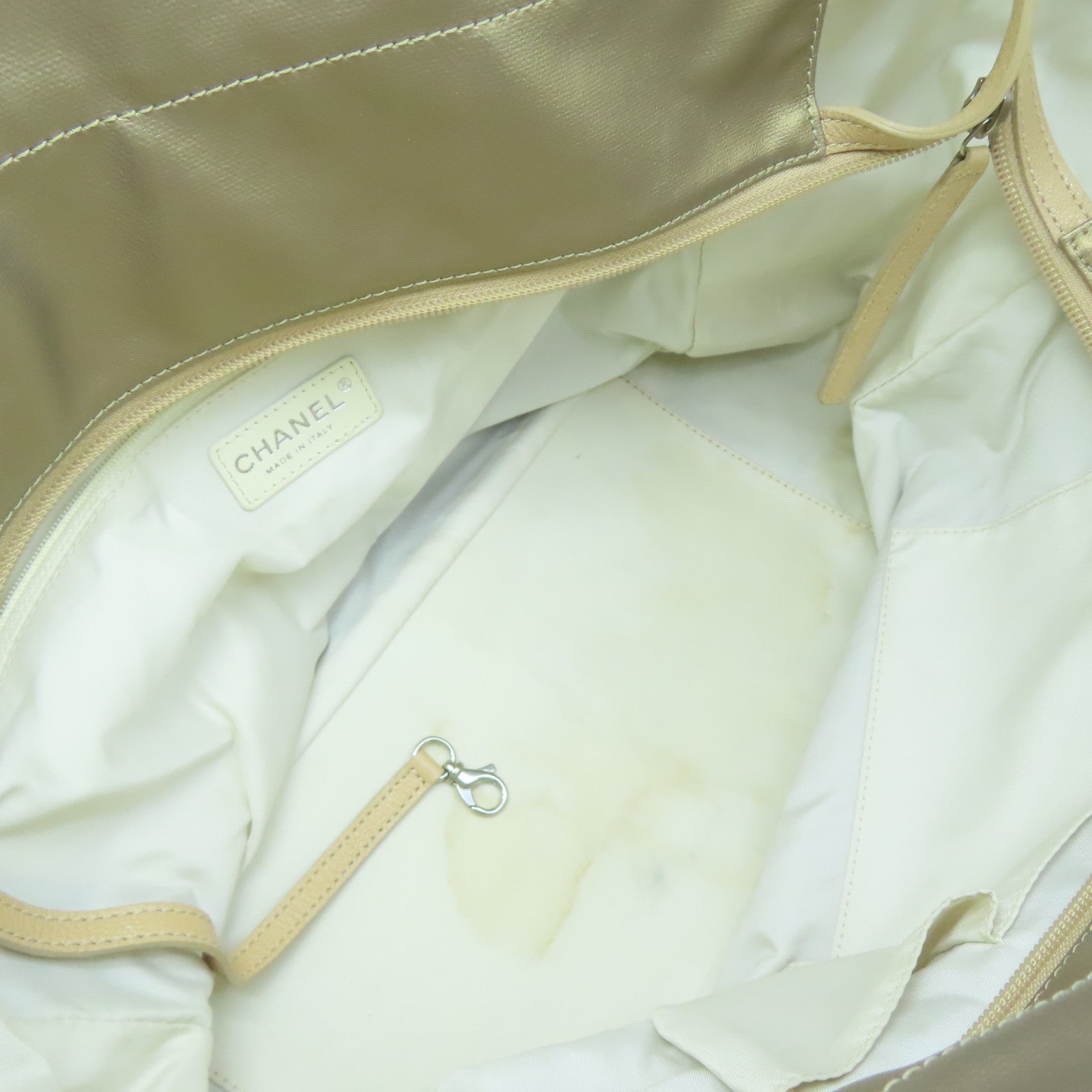 CHANEL Rhombus Canvas Handbag Silver Buckle Hand Bag Brown
