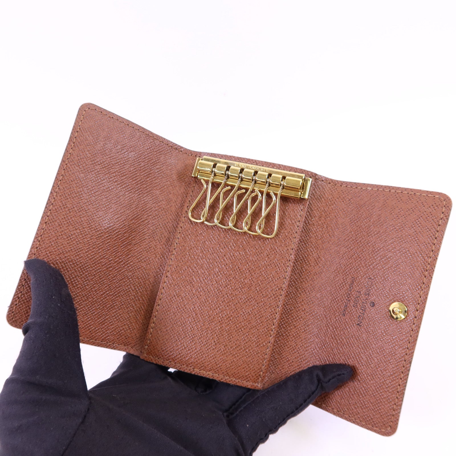 LOUIS VUITTON Monogram 6 Key Holder金扣鎖匙包棕色