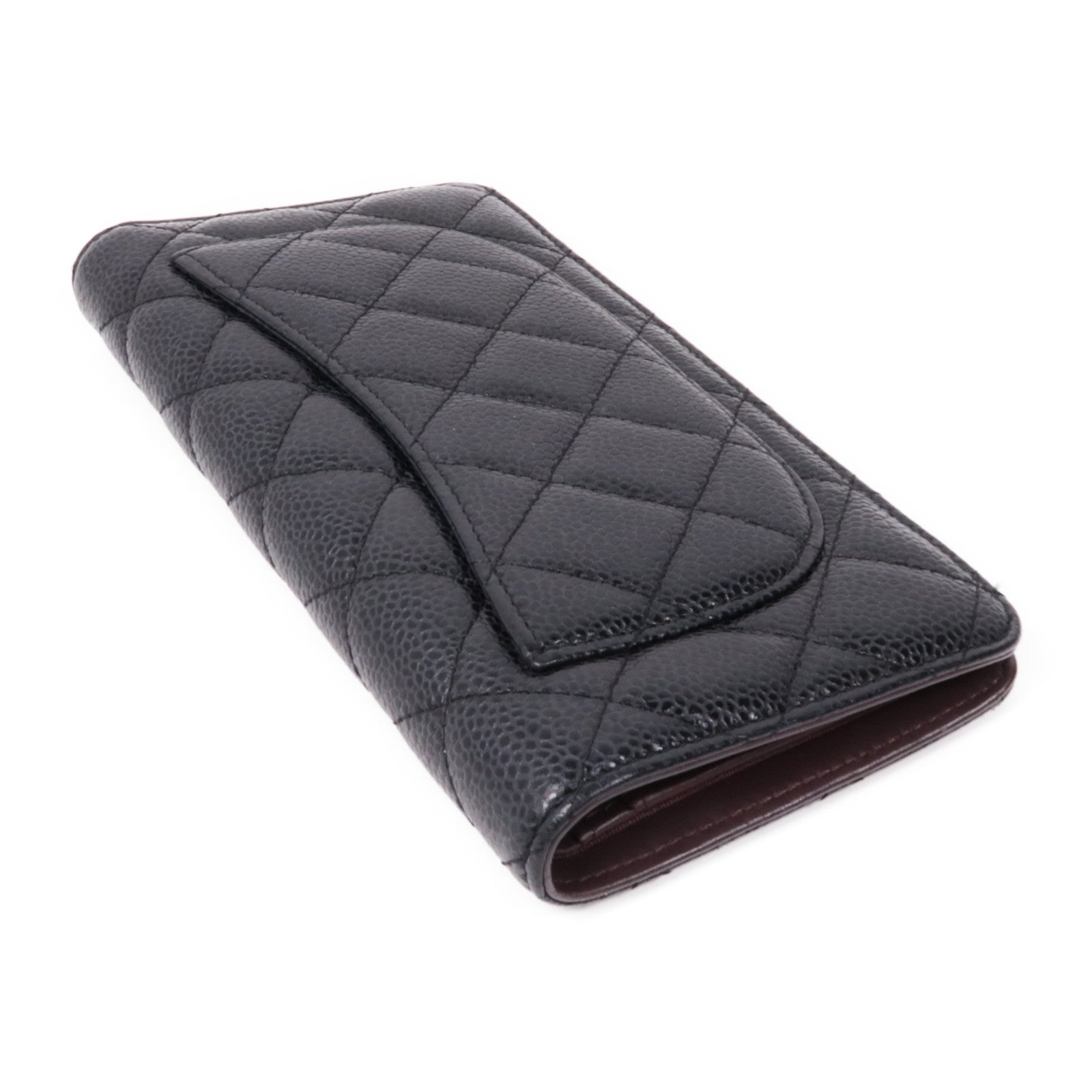 CHANEL 牛皮皮革Long Wallet銀扣長錢包