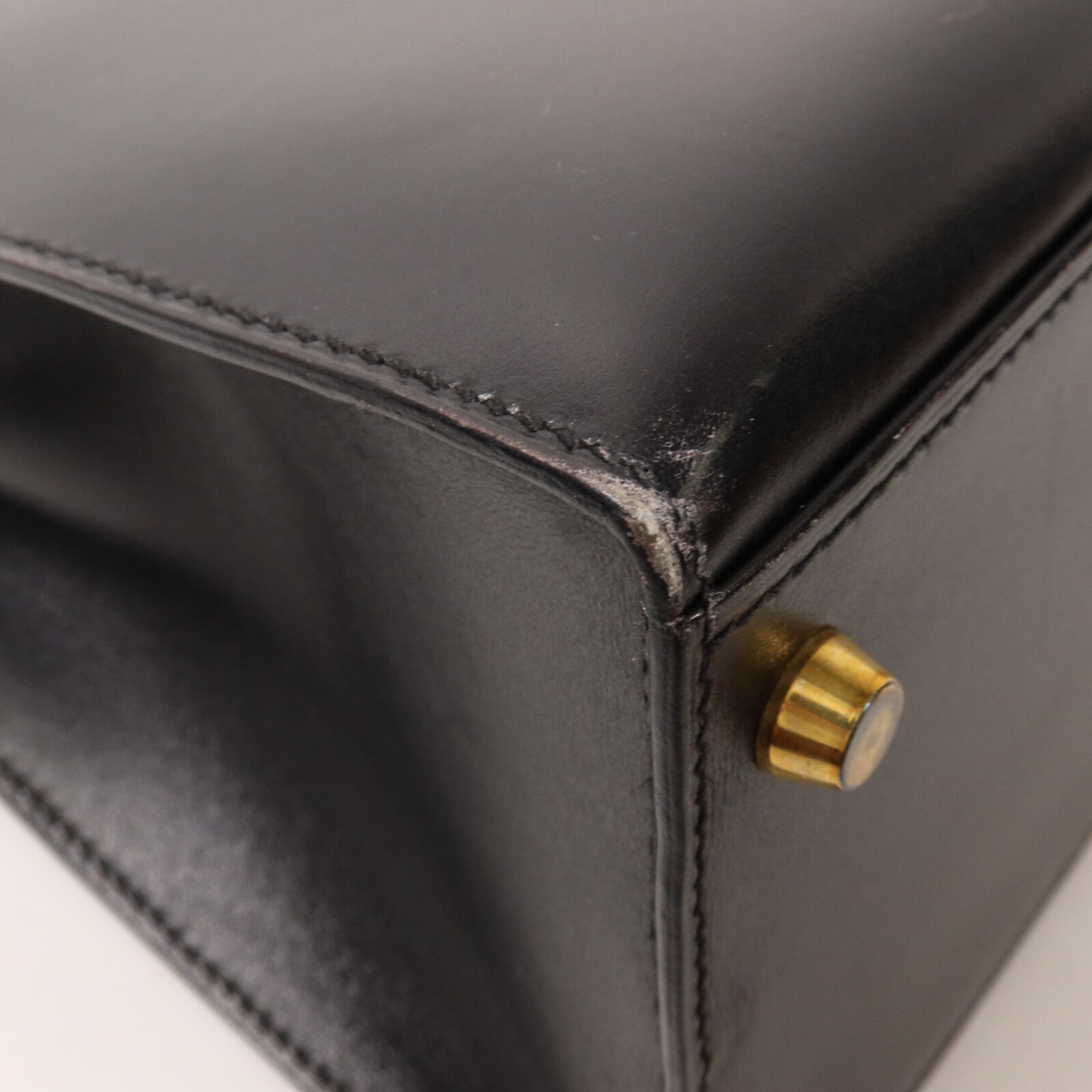 HERMES Box Calf皮革Kelly 28手挽肩背兩用袋Noir
