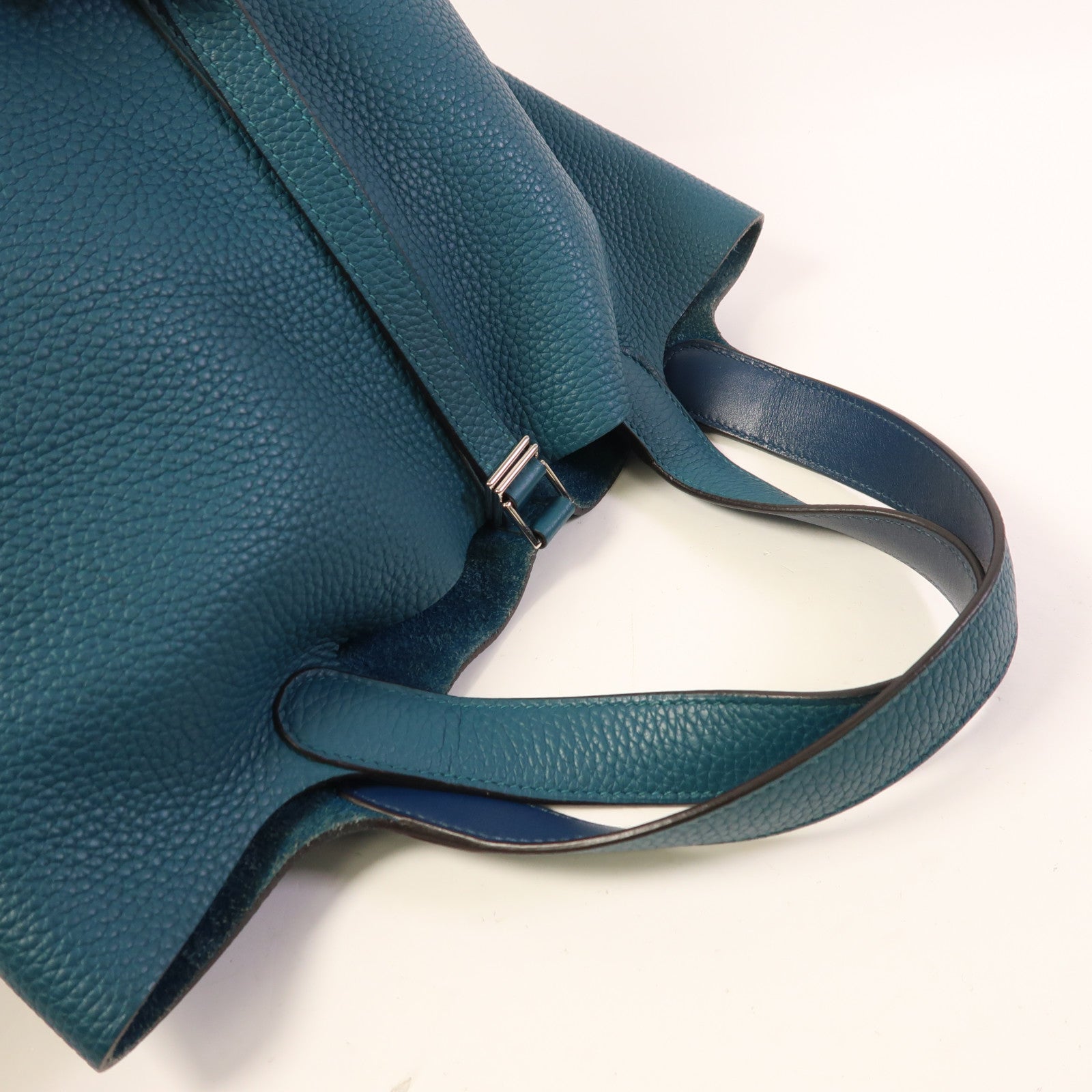 HERMES 【激減優惠】皮革Picotin MM銀扣手挽袋Vert Bosphore