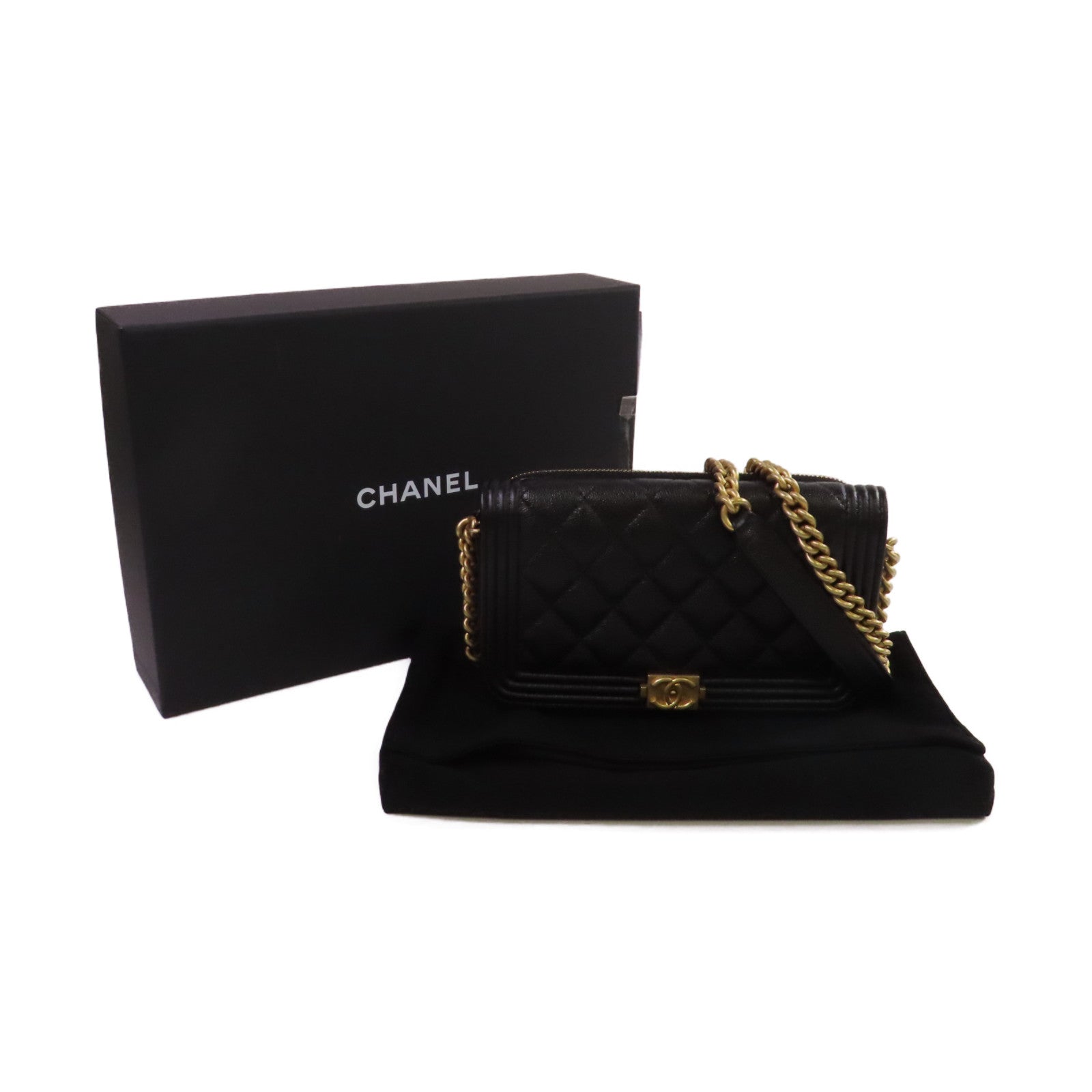 CHANEL 【激減優惠】菱格Caviar皮革Chain Shoulder Bag金扣鏈帶肩背袋黑色