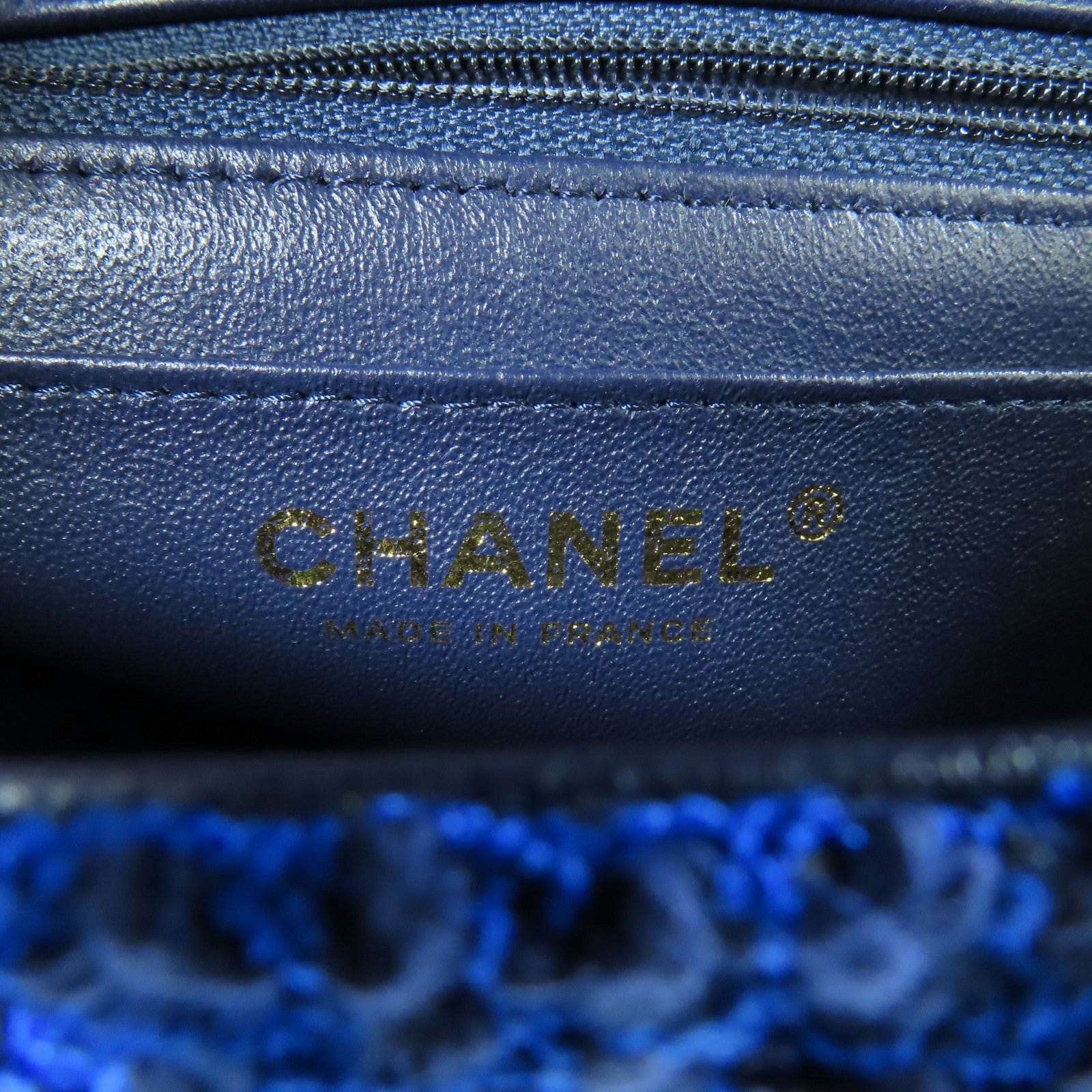 CHANEL CC GHW Mini Classic 20 Chain Shoulder Bag Tweed Blue