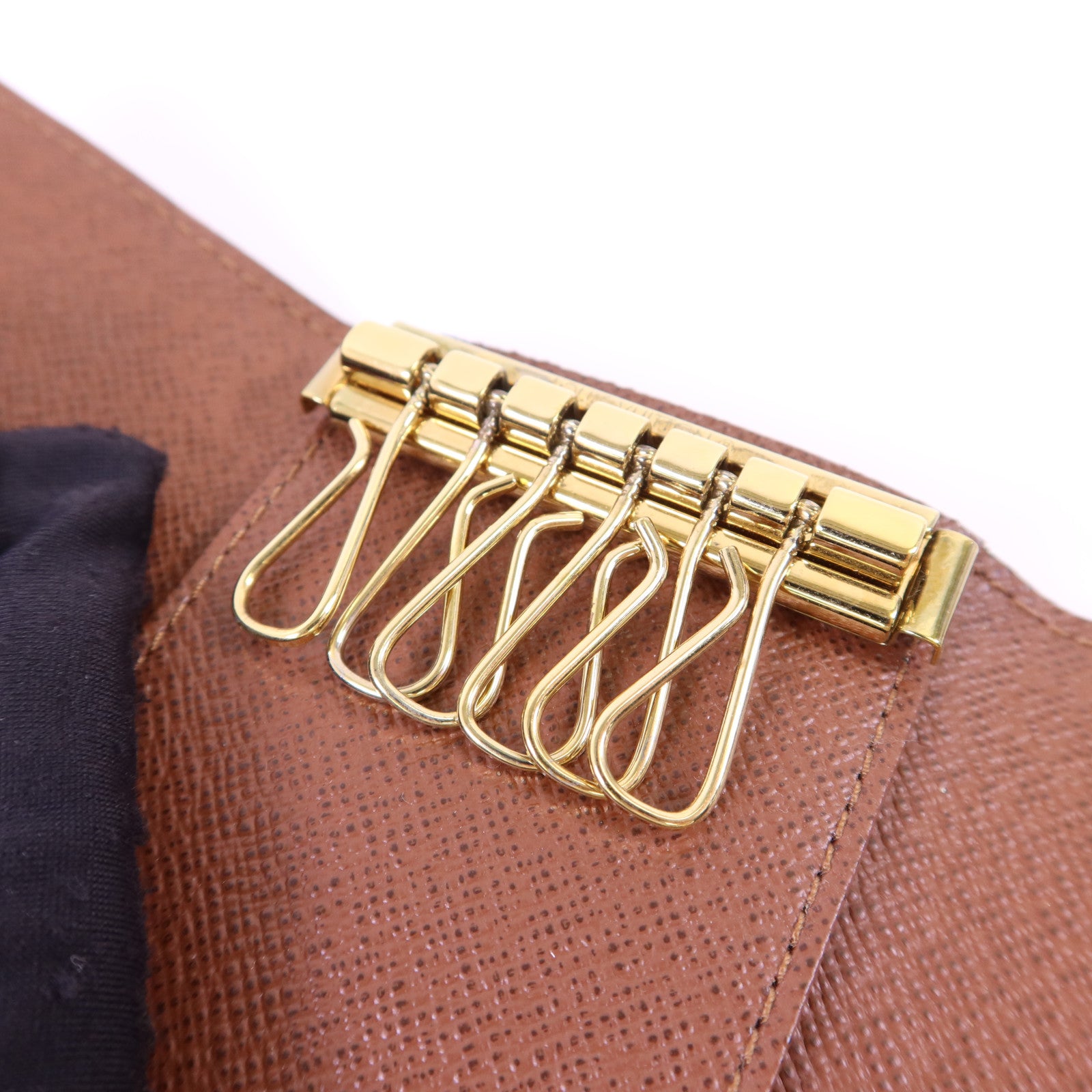 LOUIS VUITTON Monogram 6 Key Holder金扣鎖匙包棕色