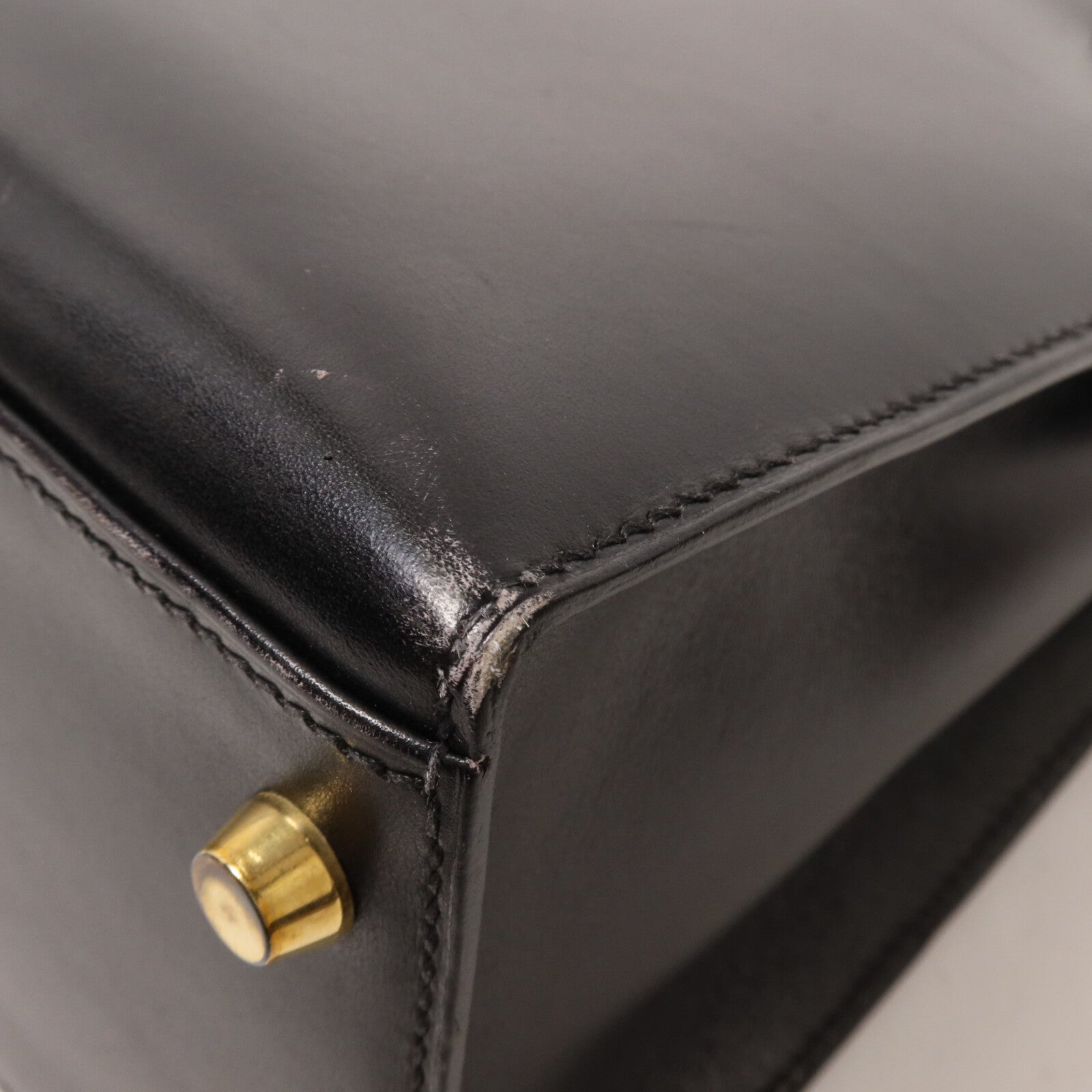 HERMES Box Calf皮革Kelly 28手挽肩背兩用袋Noir