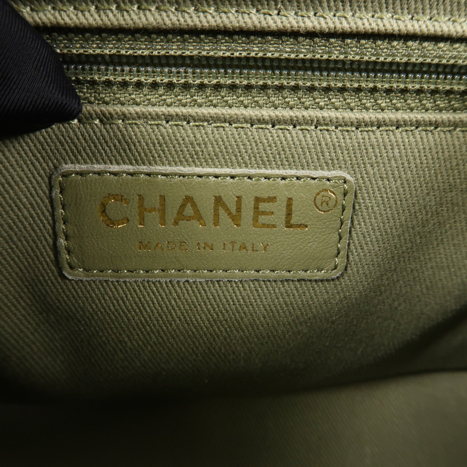 CHANEL CC GHW Business Affinity Bag 2 Way Bag Calfskin Leather Khaki