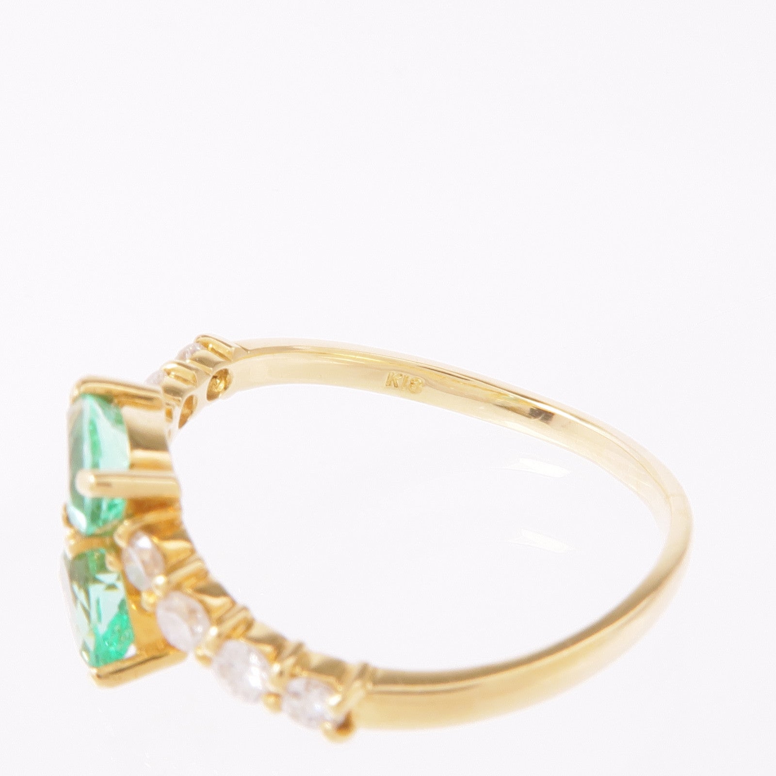 JEWELRY 【激減優惠】18K黃金Emerald/Diamond Ring綠寶石/鑽石戒指US#6.25