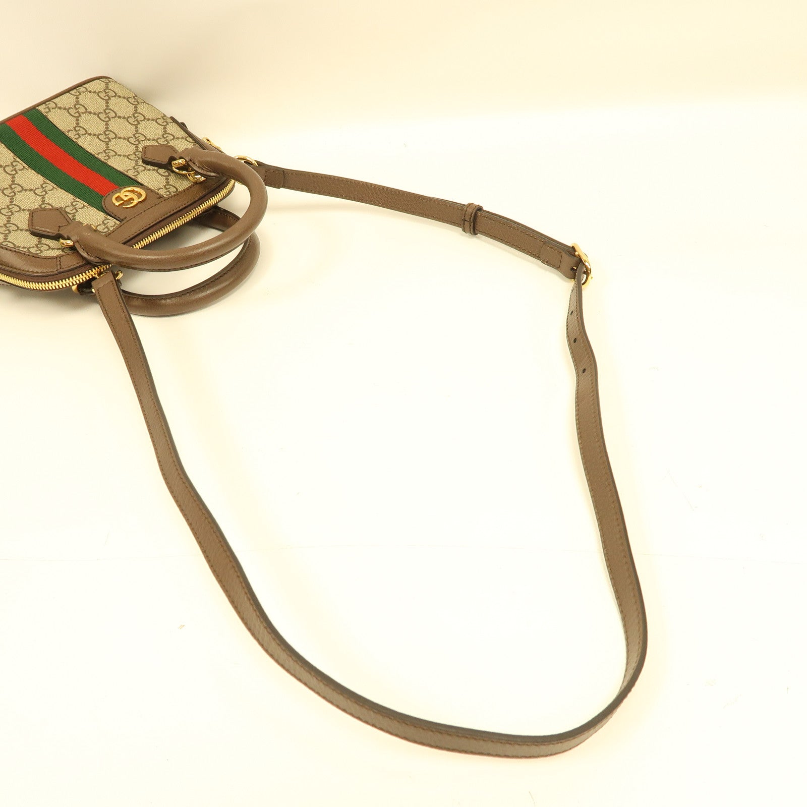 GUCCI 【激減優惠】塗層帆布Ophidia GG金扣手挽肩背兩用袋啡色