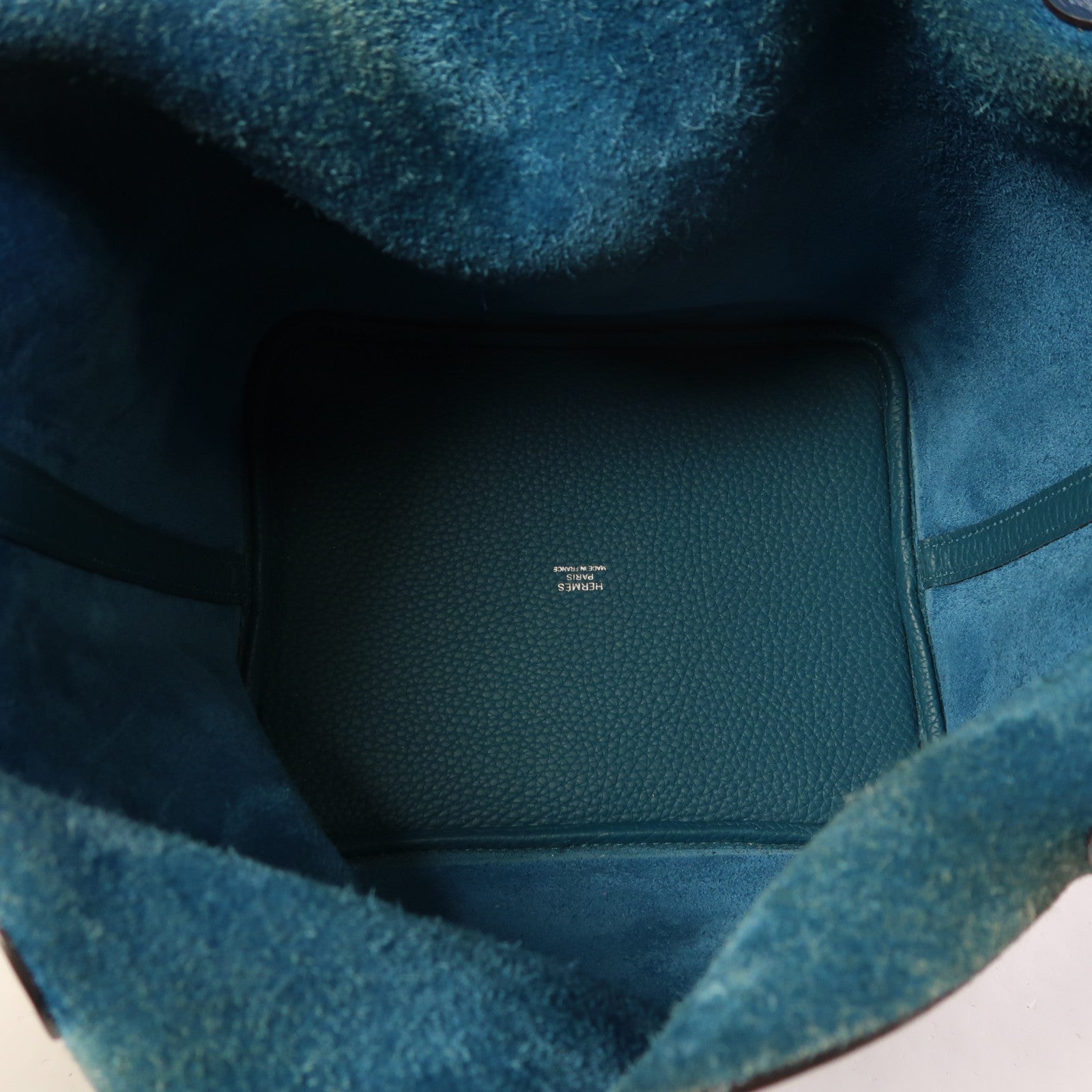 HERMES 皮革Picotin MM銀扣手挽袋Vert Bosphore