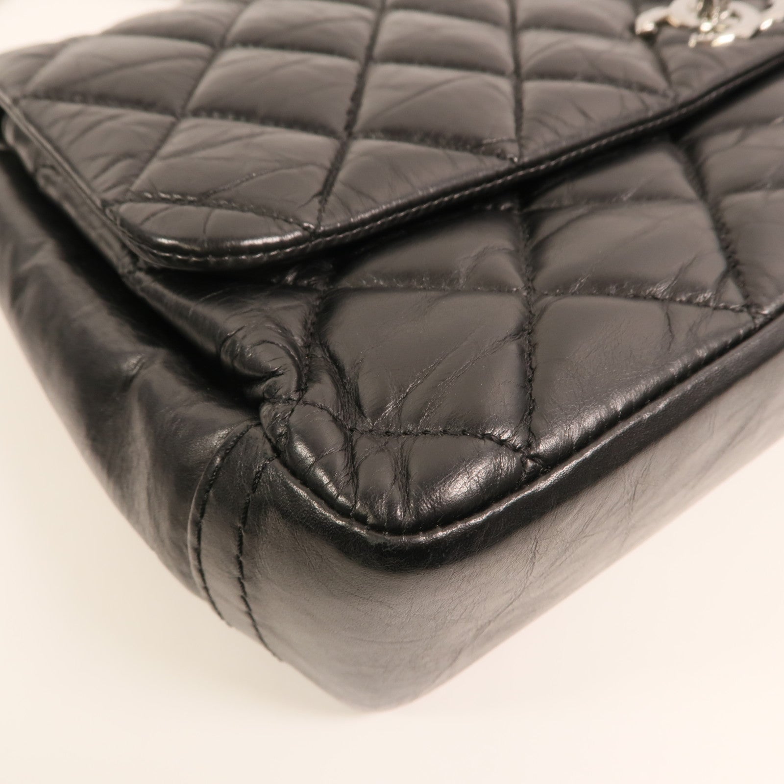 CHANEL 牛皮皮革Chain Shoulder銀扣鏈帶肩背袋