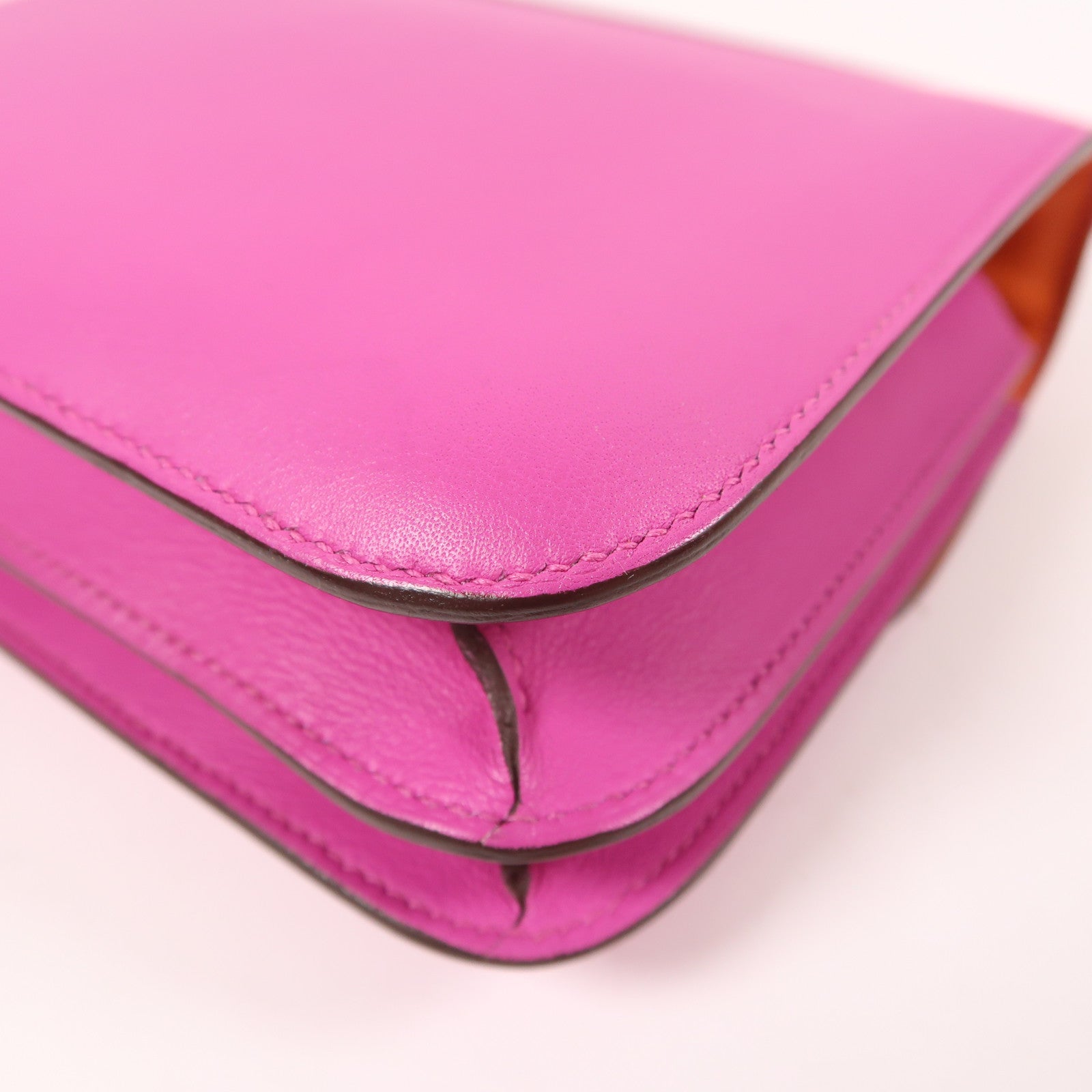 HERMES【激減優惠】 Swift皮革Constance Mini銀扣肩背袋紫色