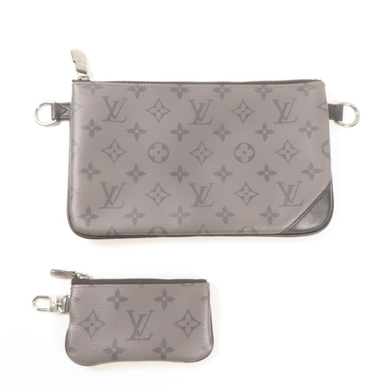 LOUIS VUITTON Monogram Eclipse Reverse Trio Messenger銀扣肩背袋