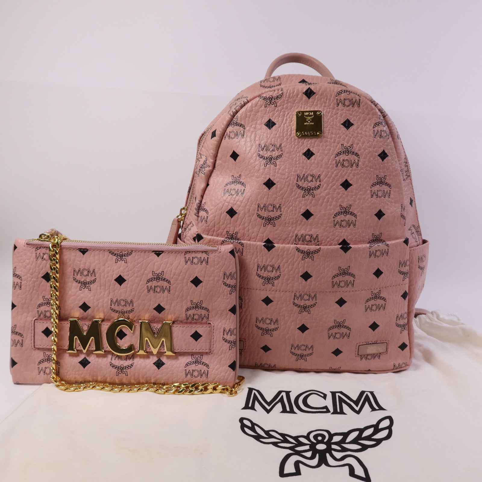 MCM 塗層帆布BackPack金扣背包