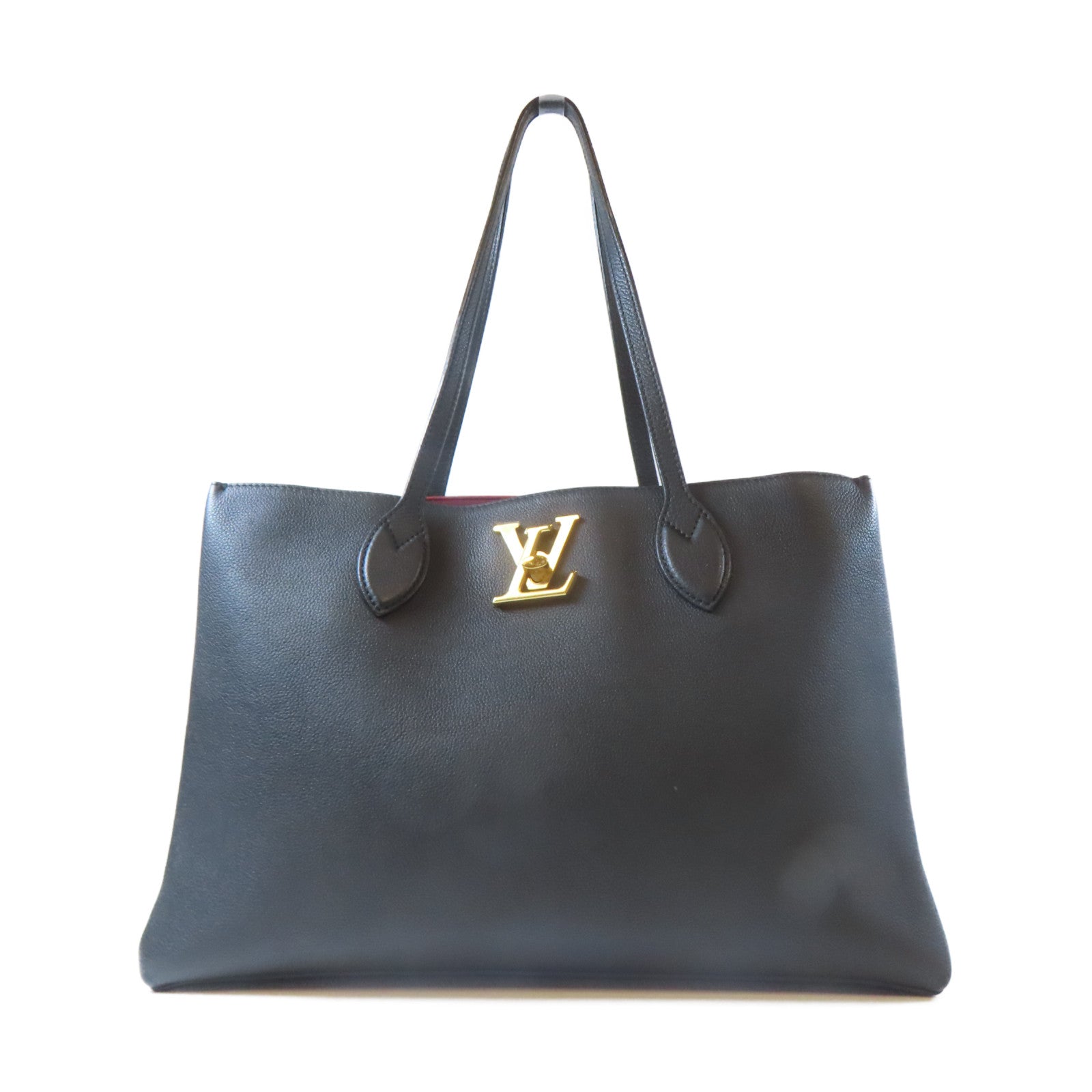 LOUIS VUITTON 【激減優惠】牛皮皮革Lockme Tote金扣肩背袋黑色
