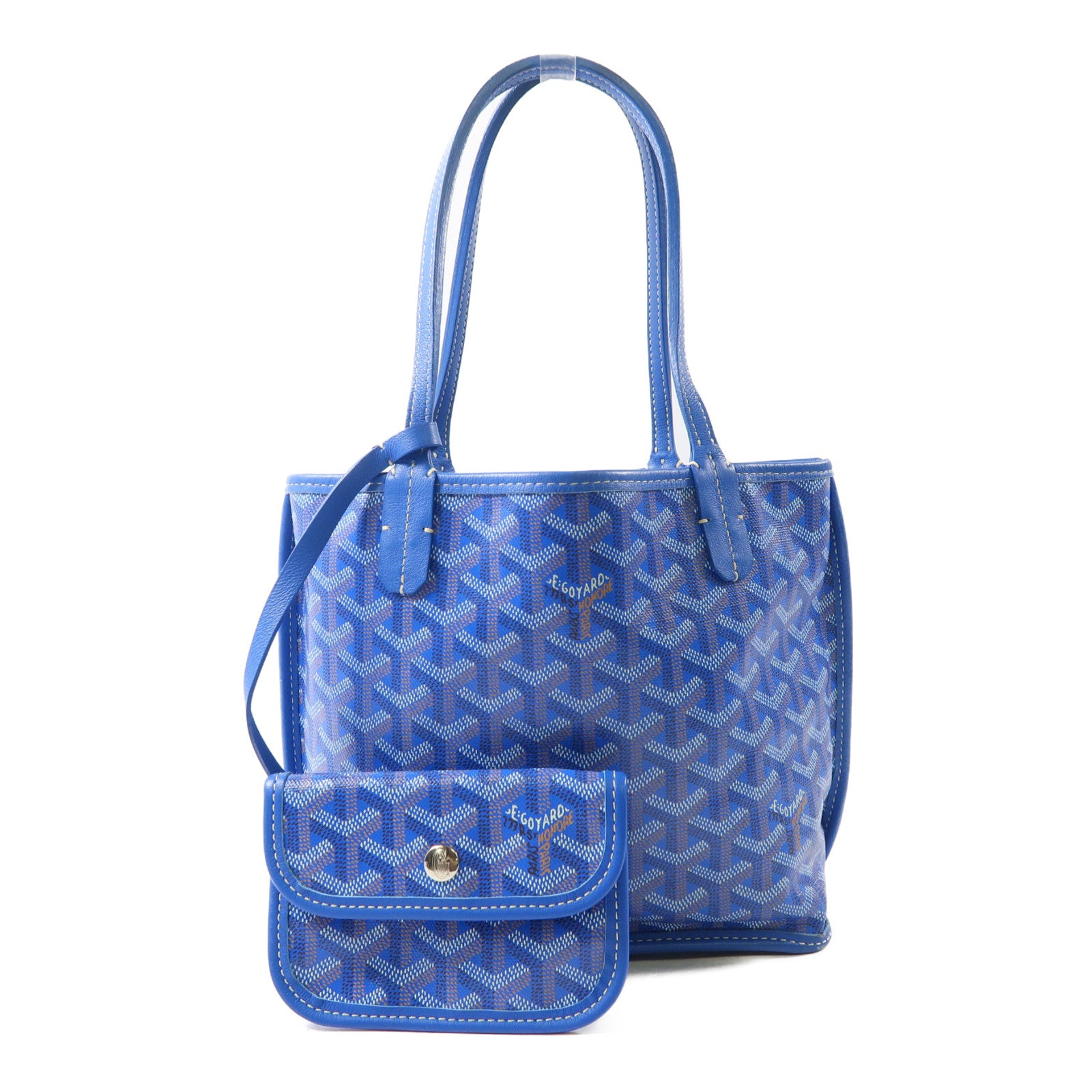 GOYARD 塗層帆布Anjou銀扣手挽袋藍色